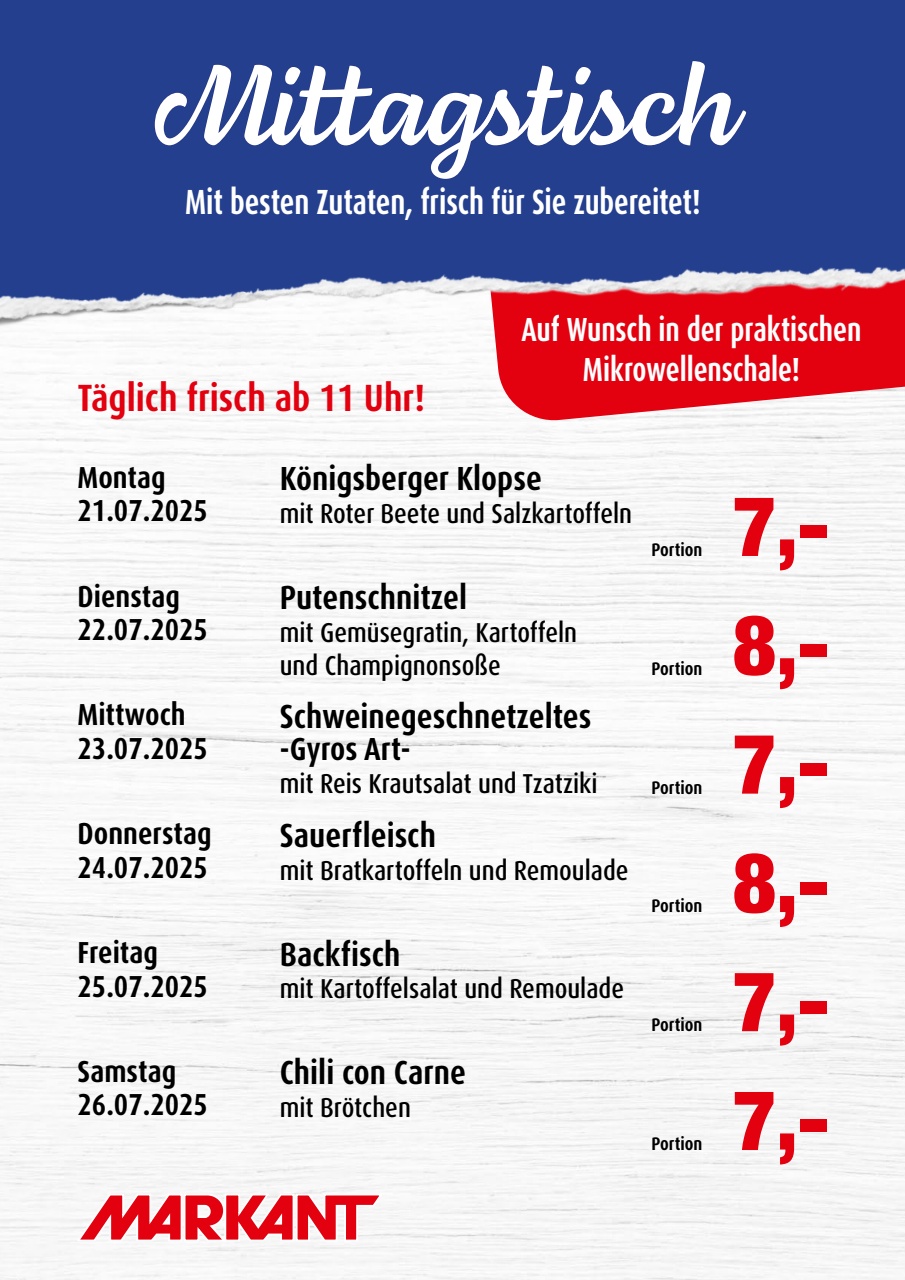 markant-freu-dich-drauf - Markant Freu Dich Drauf - Mittagstisch-Prospekt gültig vom 21.07. bis 26.07.