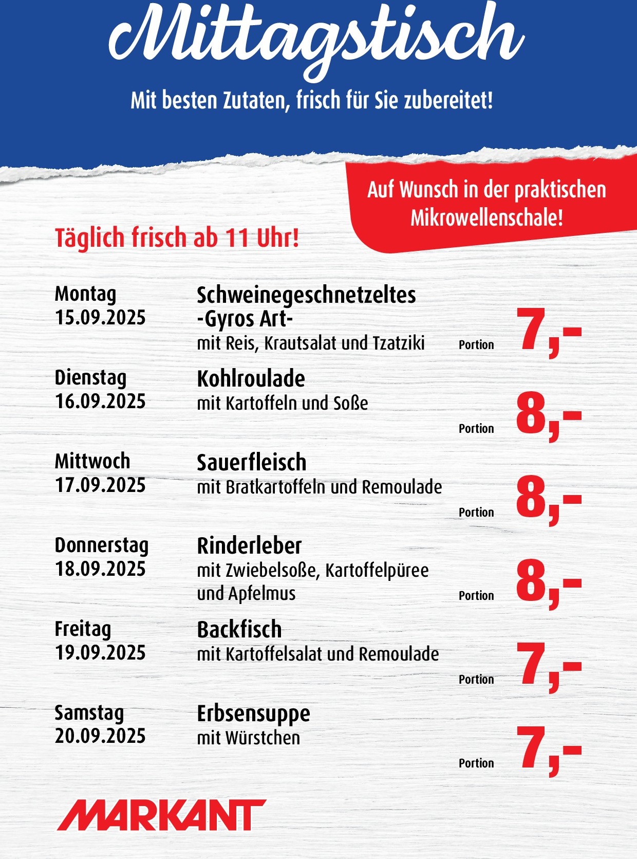 markant-freu-dich-drauf - Markant Freu Dich Drauf - Mittagstisch-Prospekt gültig vom 15.09. bis 20.09.