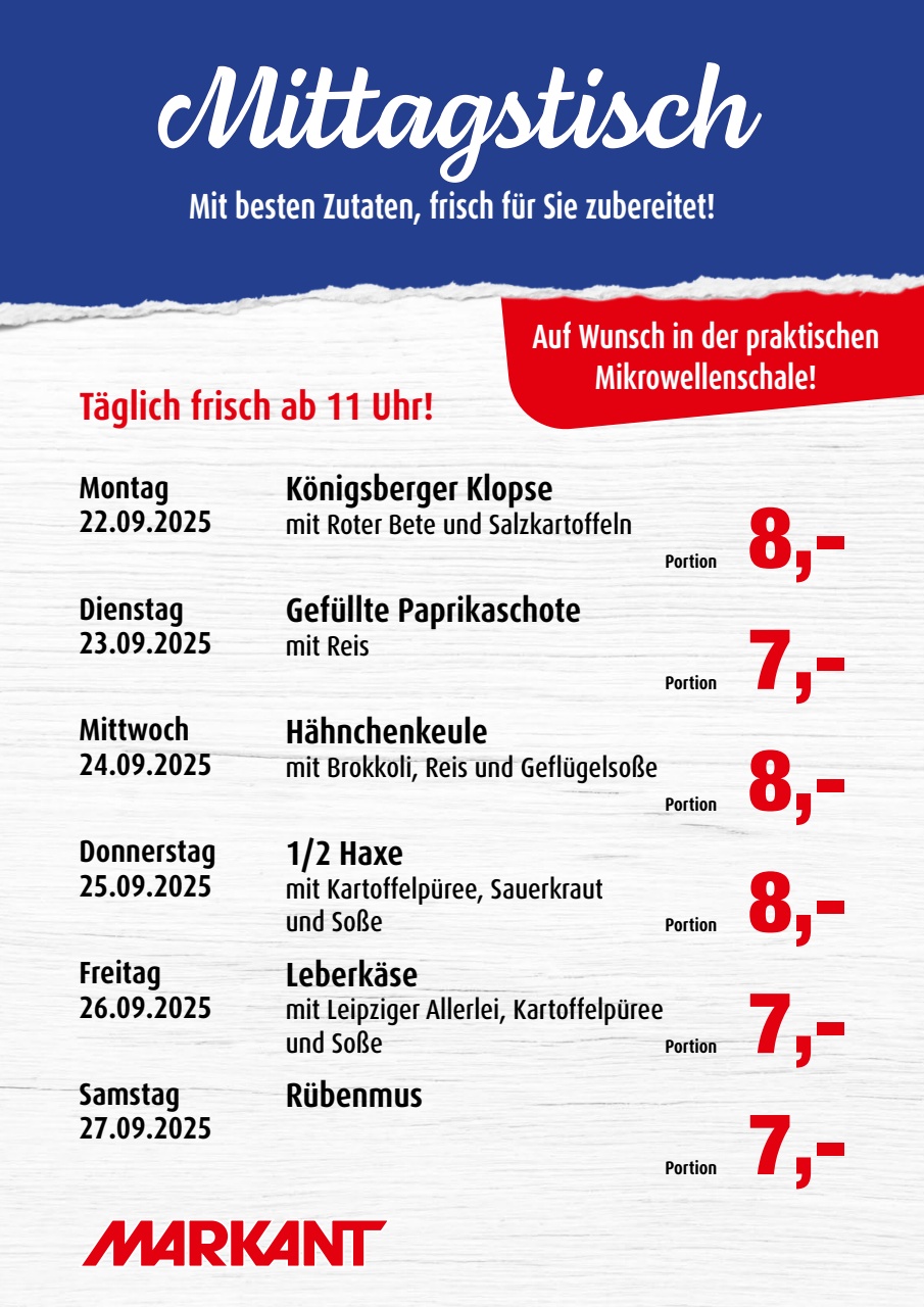 markant-freu-dich-drauf - Markant Freu Dich Drauf - Mittagstisch-Prospekt gültig vom 22.09. bis 27.09.