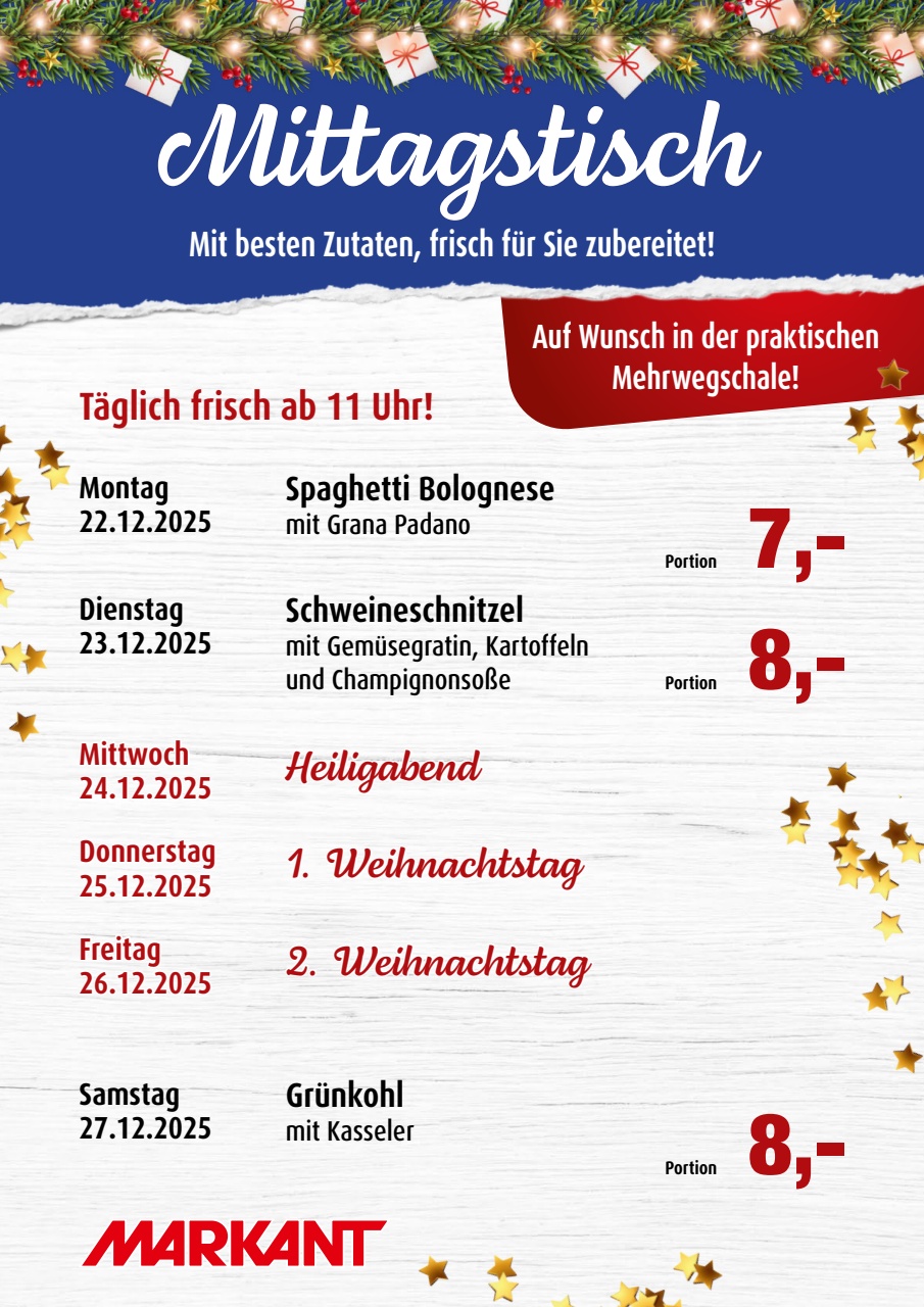 markant-freu-dich-drauf - Markant Freu Dich Drauf - Mittagstisch-Prospekt gültig vom 22.12. bis 27.12.