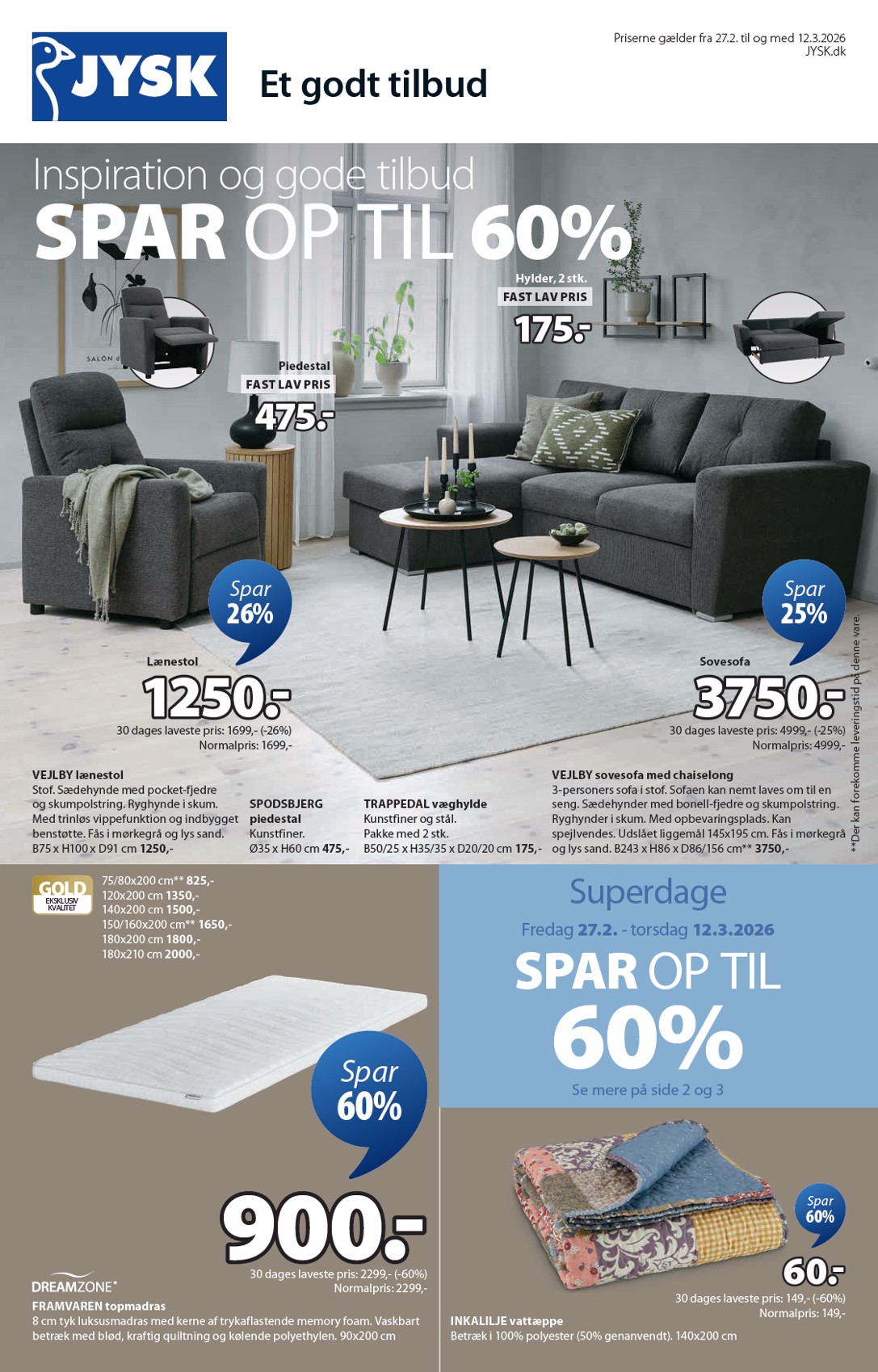 jysk - JYSK tilbudsavis gyldig fra 27.02.2026 til 12.03.2026 - page: 1