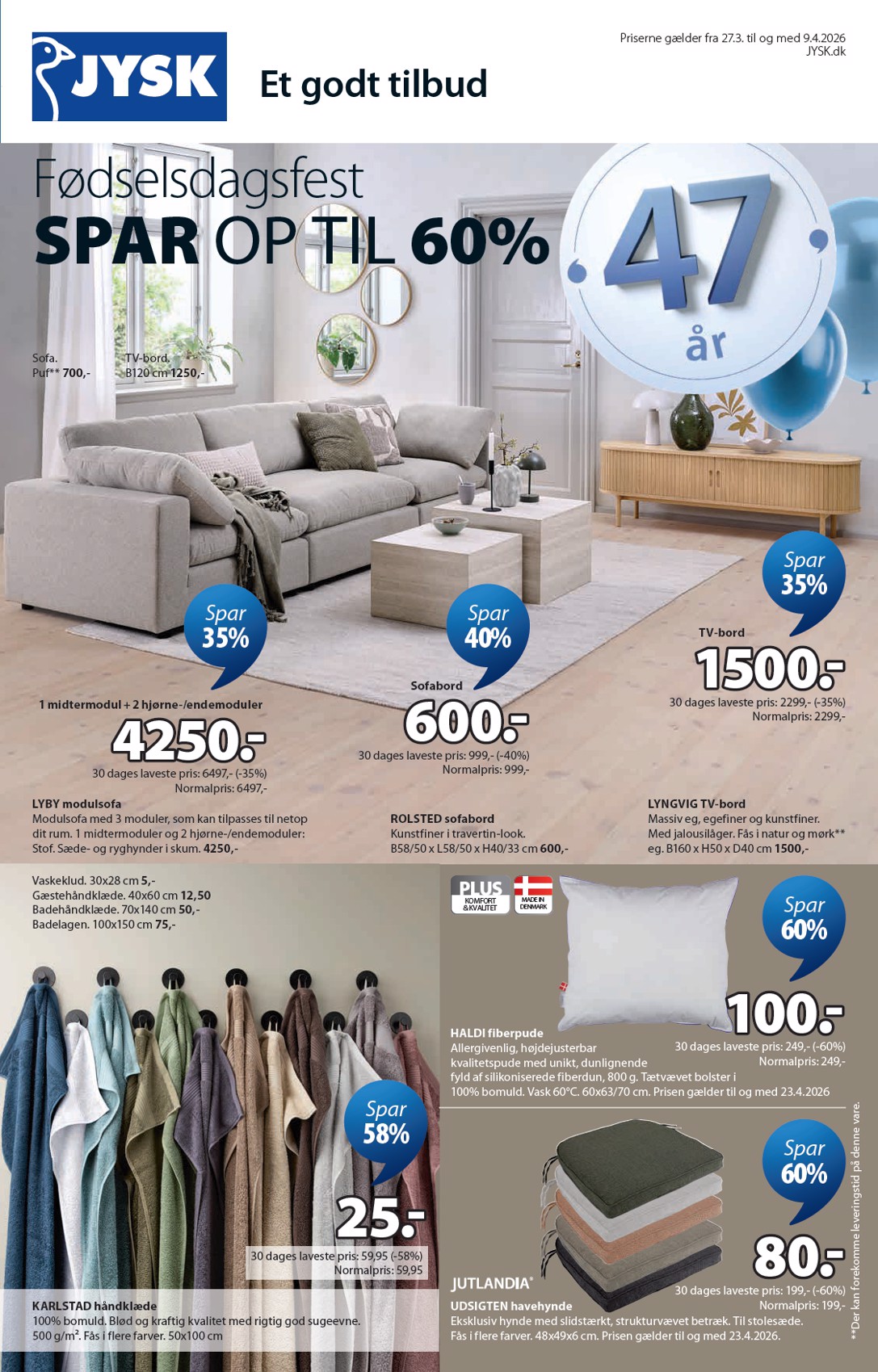 jysk - JYSK tilbudsavis gyldig fra 27.03.2026 til 09.04.2026 - page: 1