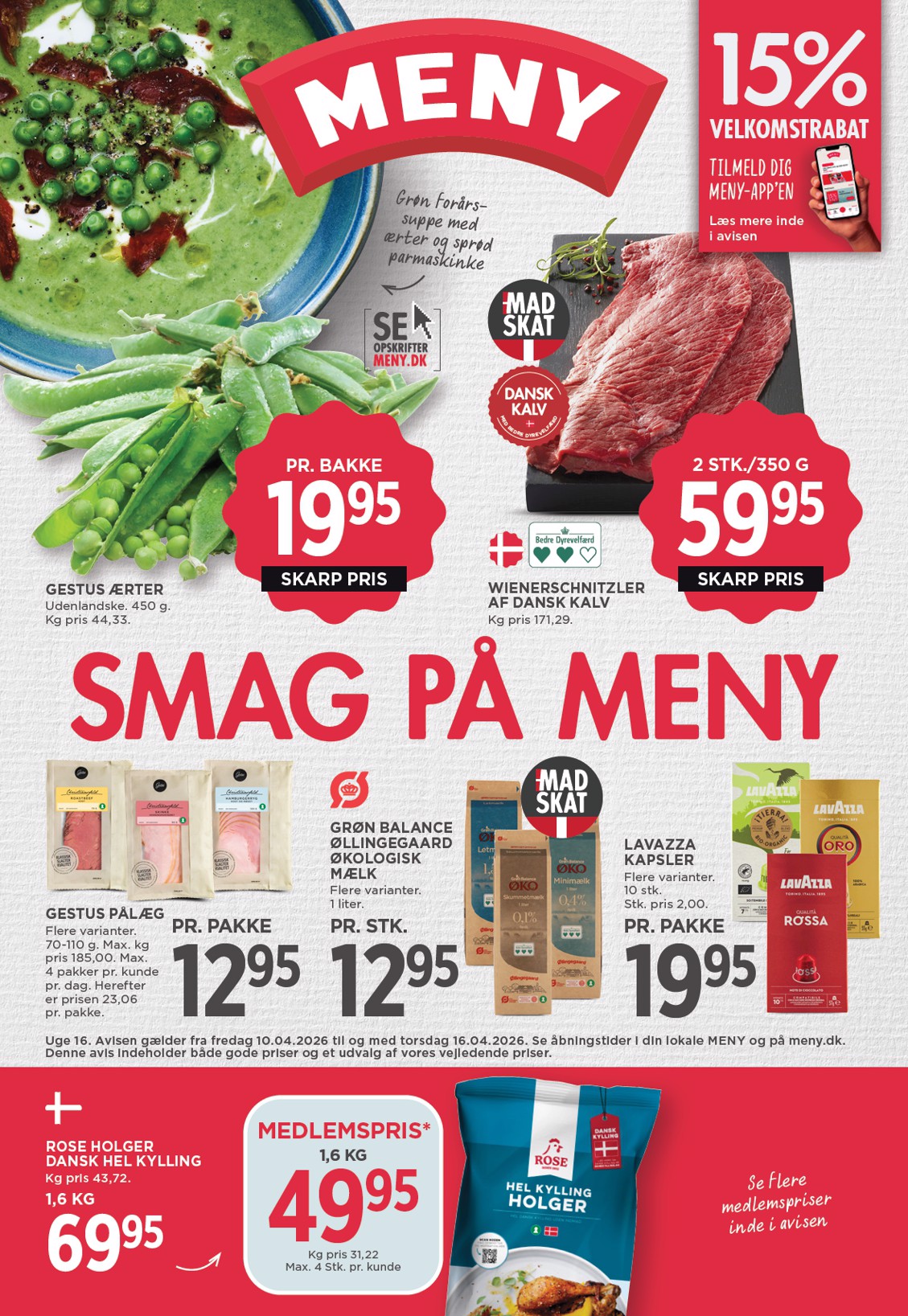 meny - Meny flyer til næste uge fra fredag 10.04.2026 til torsdag 16.04.2026 - page: 1