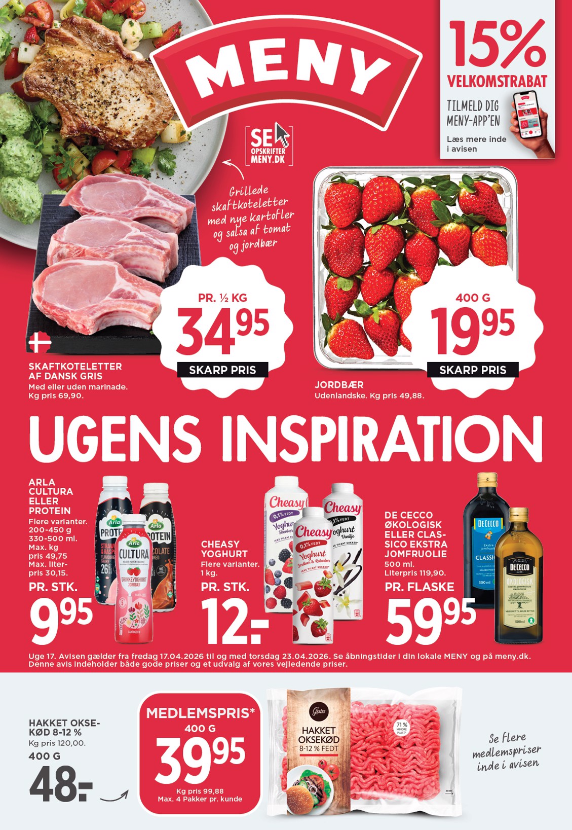 meny - Meny flyer til næste uge fra fredag 17.04.2026 til torsdag 23.04.2026