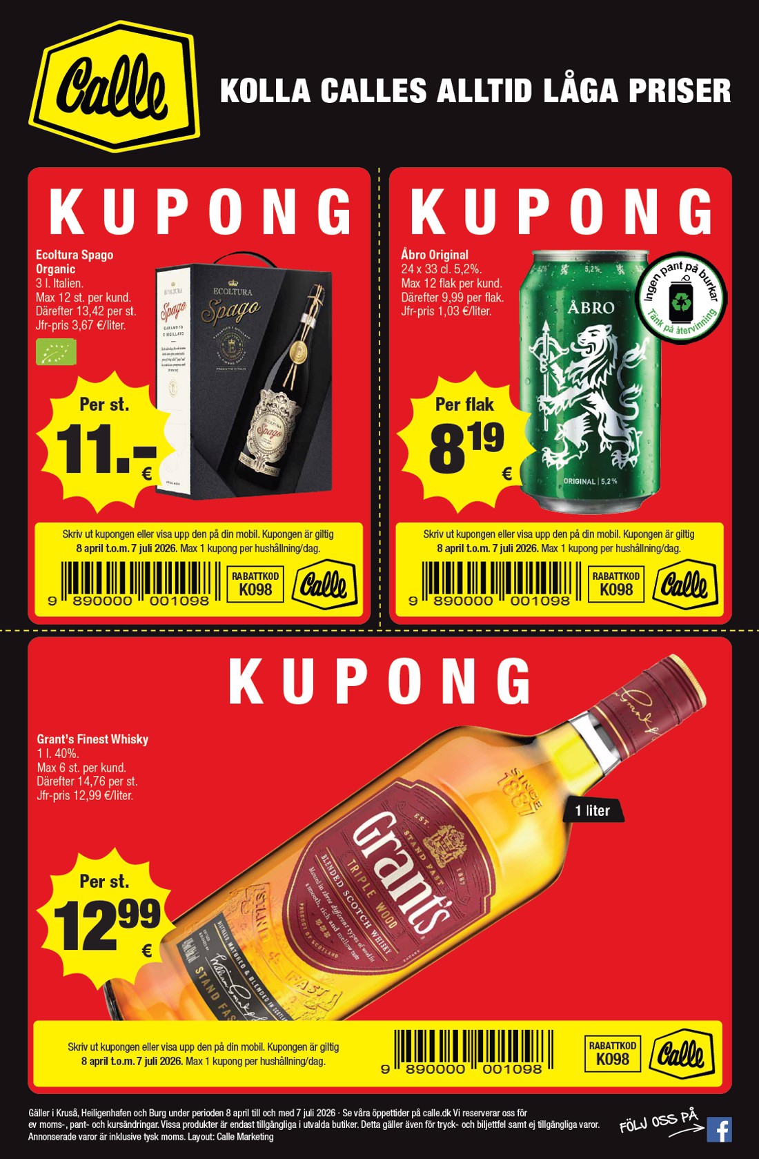 calle - Calle - Svenske kupontilbud tilbudsavis gyldig fra 08.04.2026 til 07.07.2026