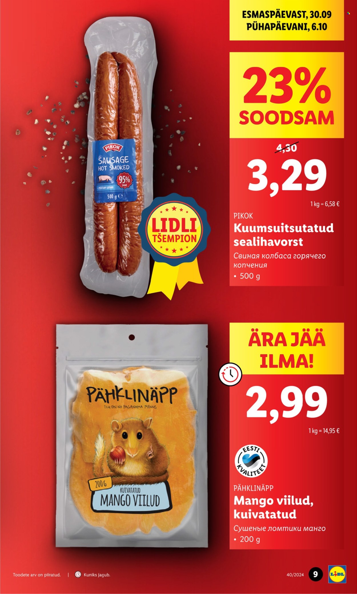 lidl - Lidl kliendileht - Kliendileht (30.09 - 6.10.2024) - page: 9