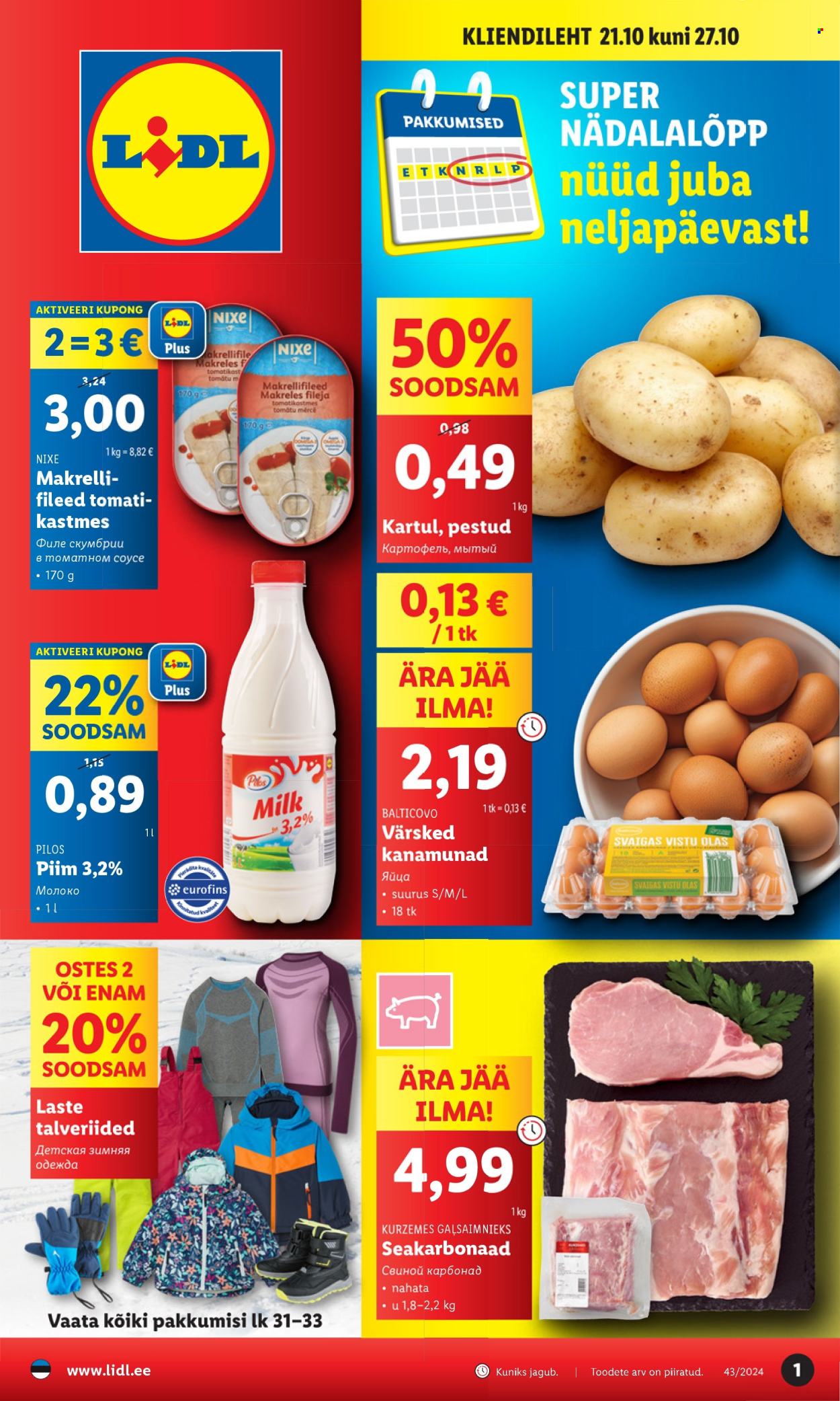 lidl - Lidl kliendileht - Kliendileht (21.10 - 27.10.2024) - page: 1