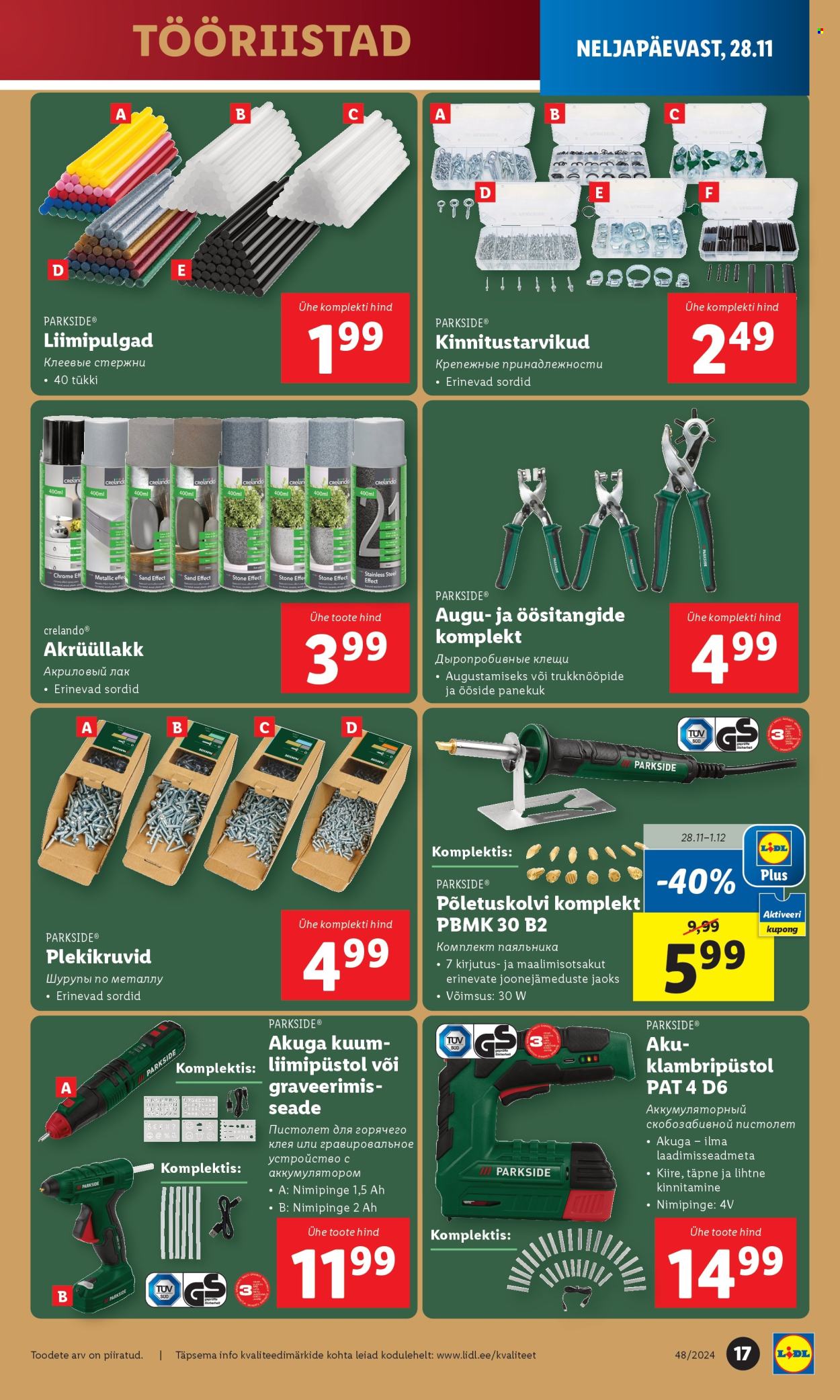 lidl - Lidl kliendileht - Tööstuskaupade pakkumised (25.11 - 1.12.2024) - page: 17