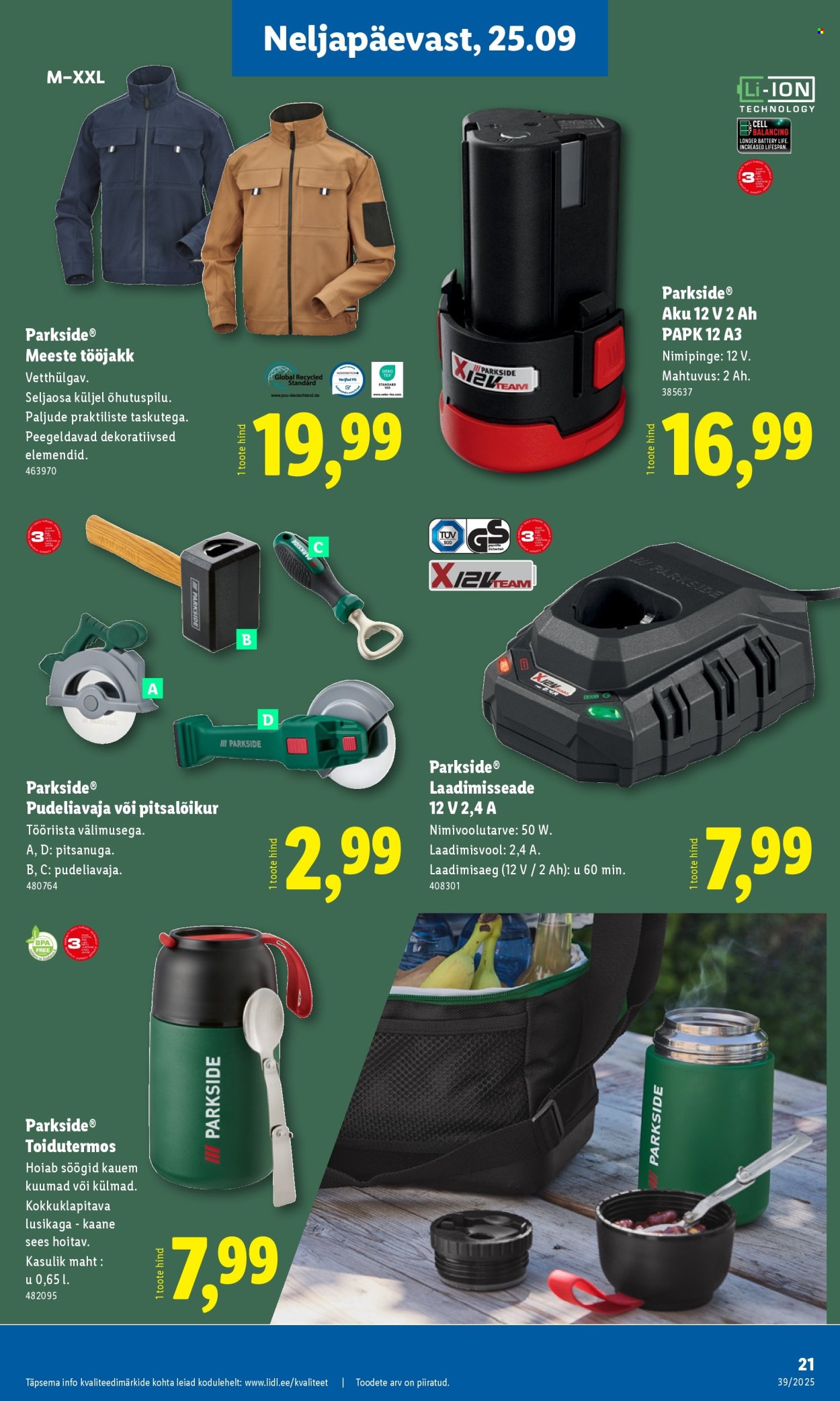lidl - Lidl kliendileht - Tööstuskaupade pakkumised (22.09 - 28.09.2025) - page: 21