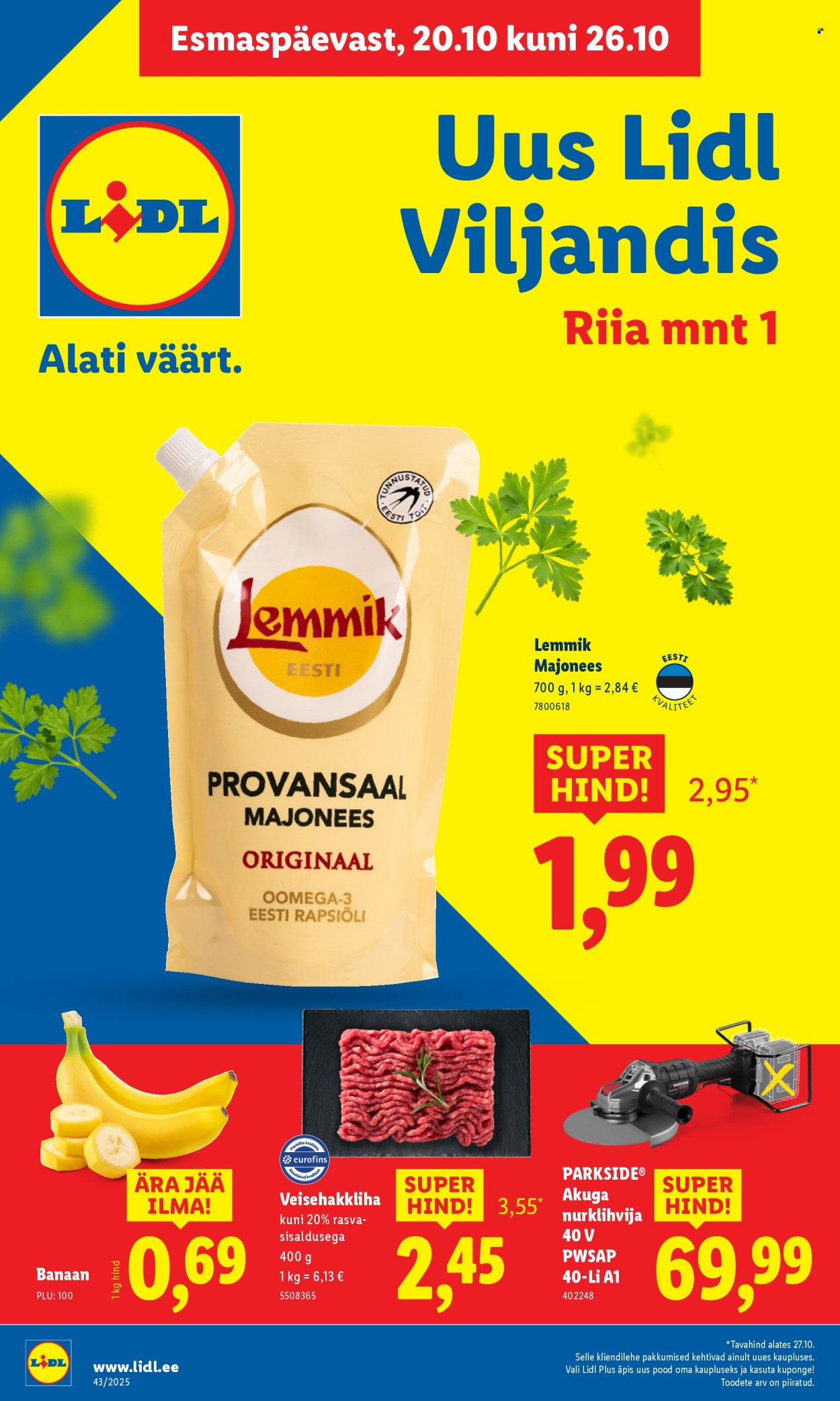 lidl - Lidl kliendileht - Viljandi, Riia mnt 1 (20.10 - 26.10.2025)