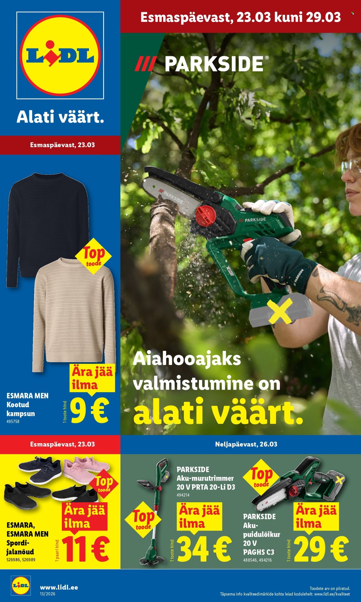 lidl - Lidl kliendileht - Tööstuskaupade pakkumised (23.03 - 29.03.2026)