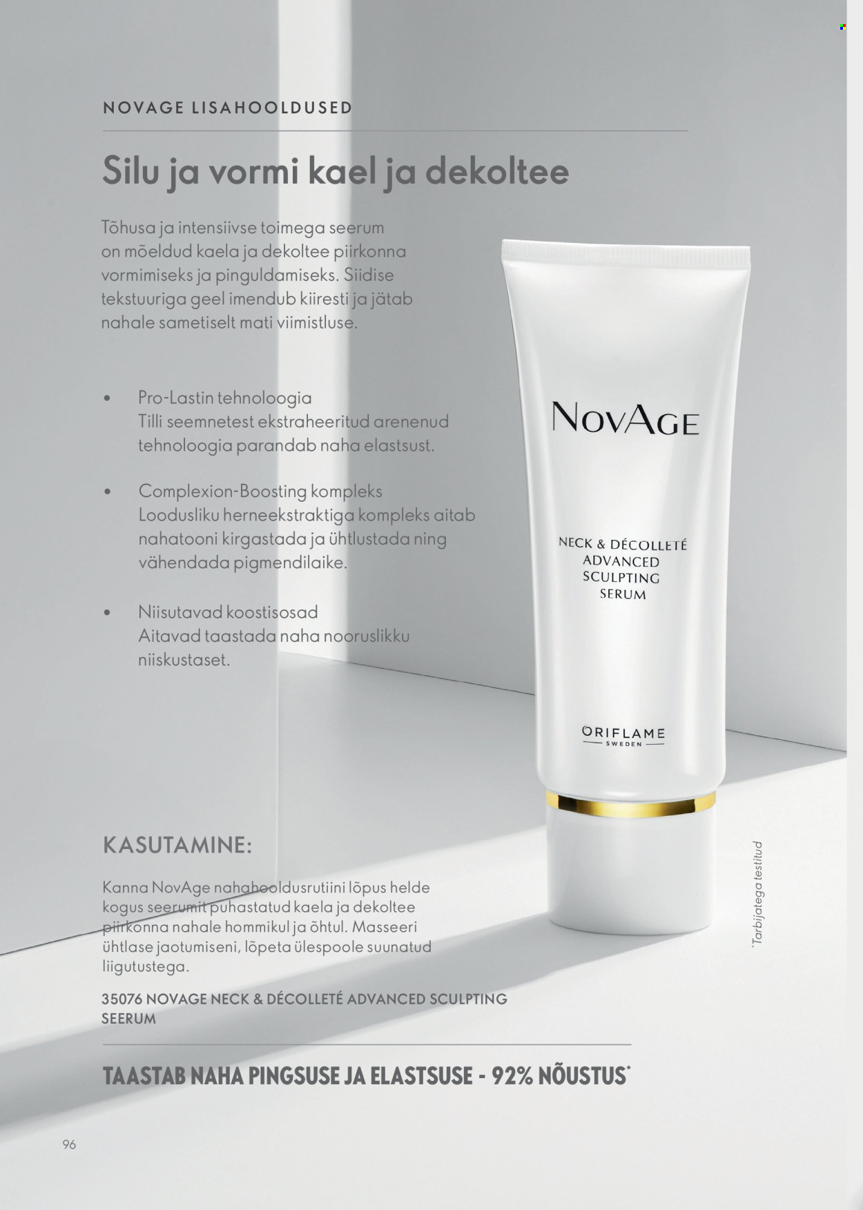 oriflame - Oriflame kliendileht - Novage+ tootejuht - page: 96