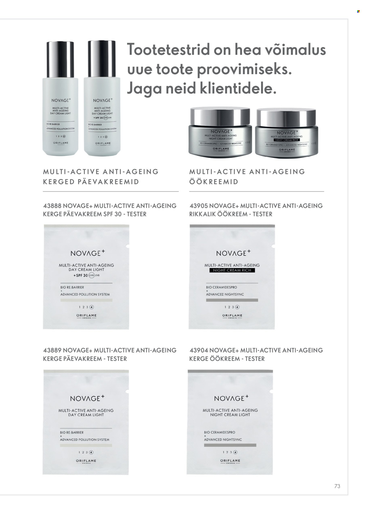 oriflame - Oriflame kliendileht - Novage+ tootejuht - page: 73