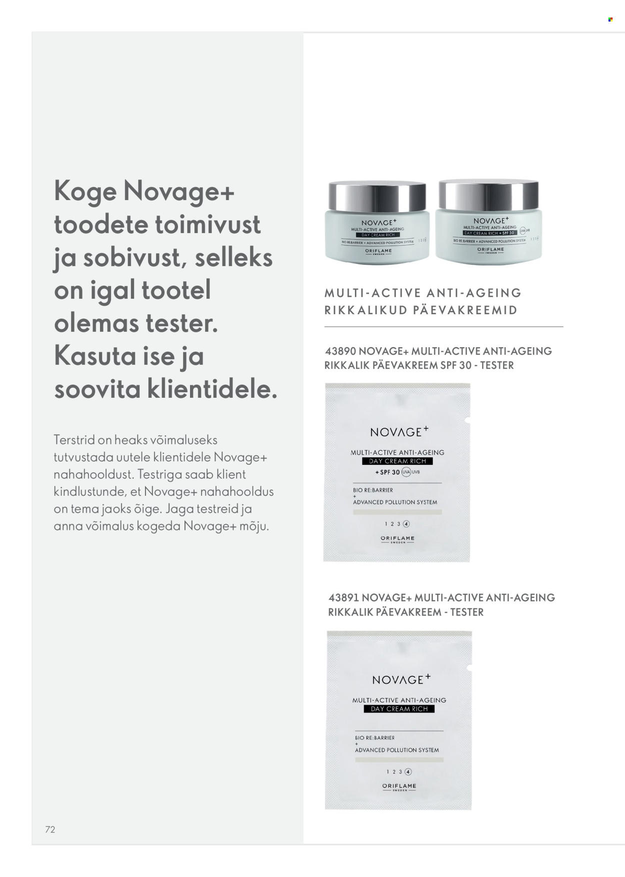 oriflame - Oriflame kliendileht - Novage+ tootejuht - page: 72