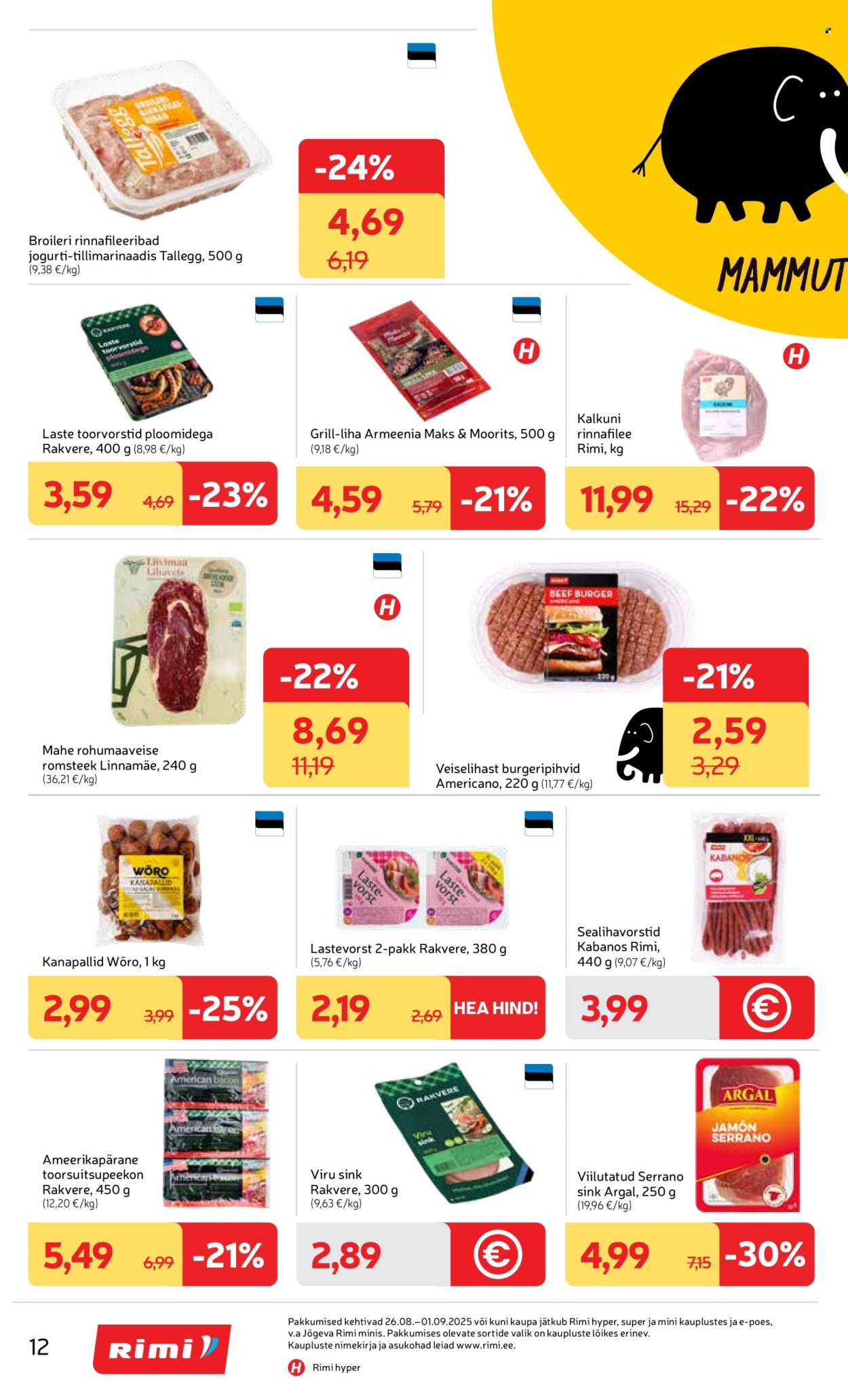 rimi - Rimi kliendileht - Mammutipäevad (26.08 - 1.09.2025) - page: 12