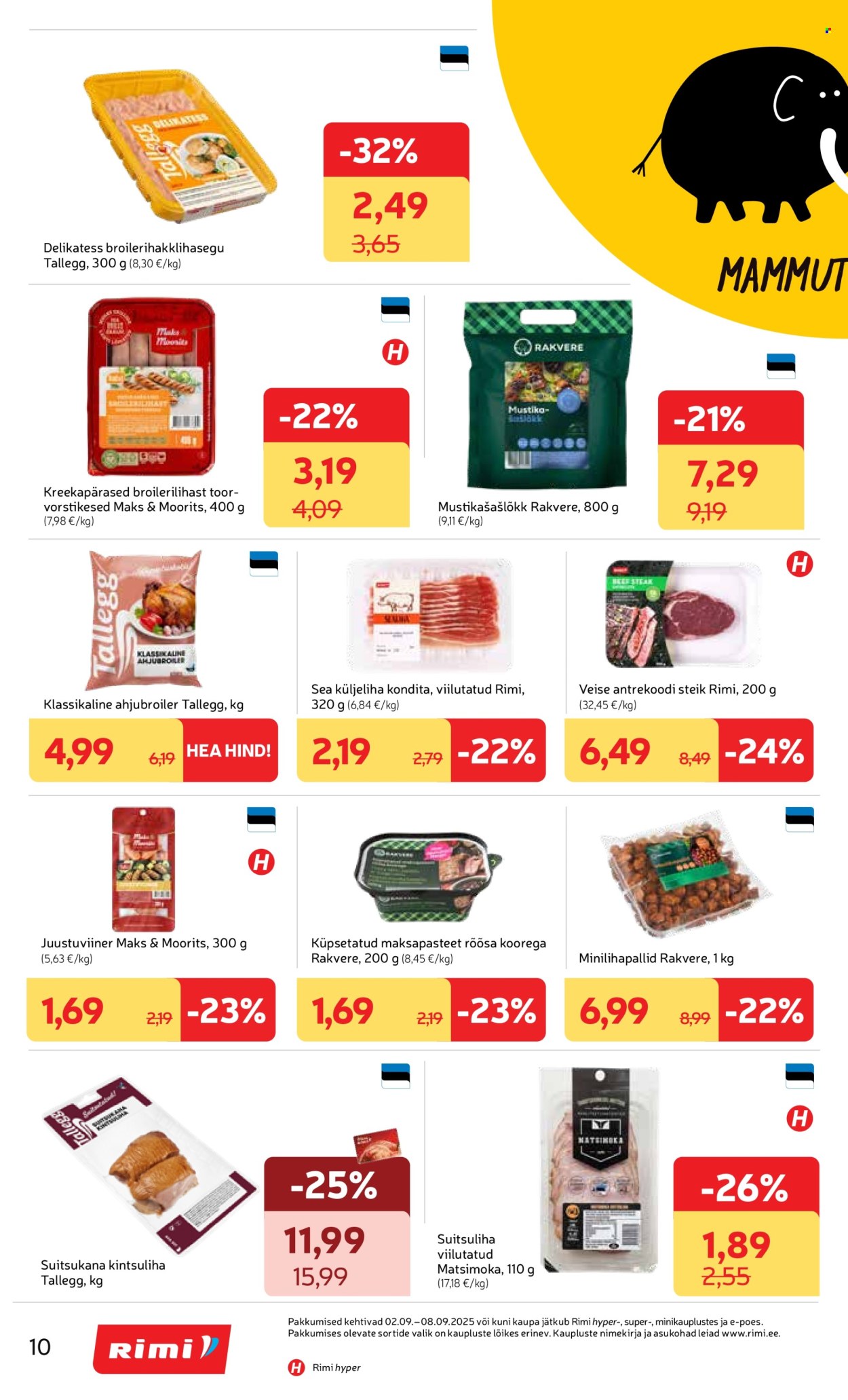 rimi - Rimi kliendileht - Mammutipäevad (2.09 - 8.09.2025) - page: 10