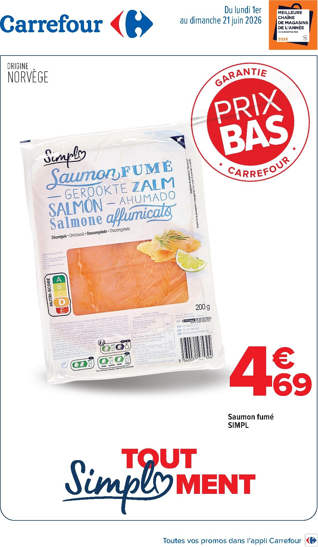 carrefour - Flyer Carrefour - Tout Simplement pour la semaine prochaine du du lundi 01/06/2026 au du dimanche 21/06/2026