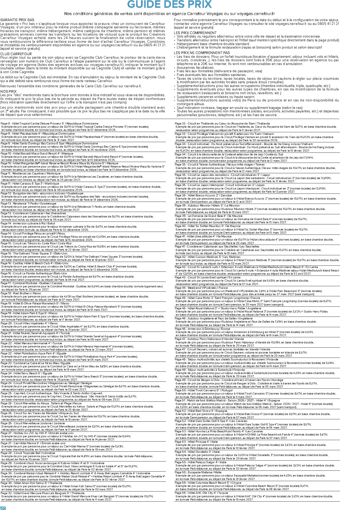 carrefour - Current Carrefour - Séjours & Circuits leaflet valid from du vendredi 14/08/2026 to du mercredi 31/03/2027 - page: 58