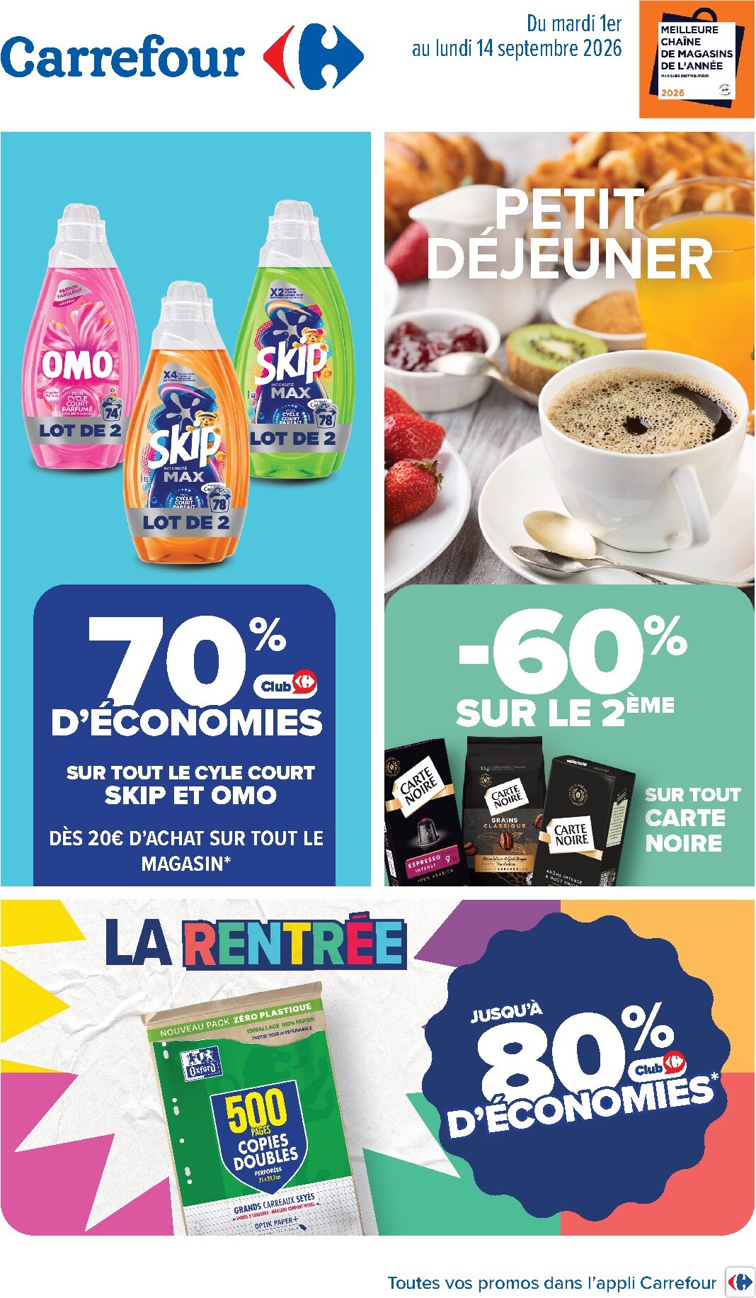 carrefour - Flyer Carrefour - Petit Dejeuner pour la semaine prochaine du du mardi 01/09/2026 au du lundi 14/09/2026