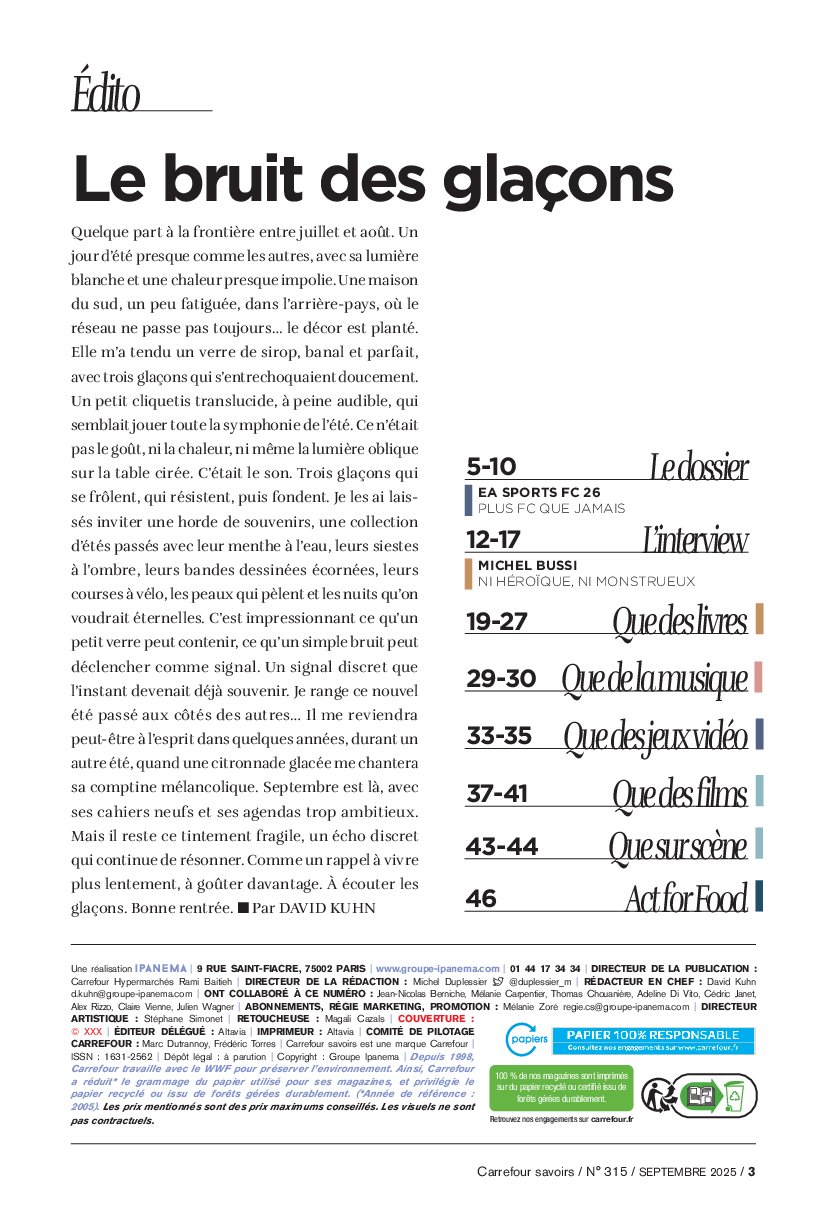carrefour - Catalogue Carrefour - A chacun sa culture valable du 01/09 au 30/09 - page: 3 carrefour - Catalogue Carrefour - A chacun sa culture valable du 01/09 au 30/09 - page: 3