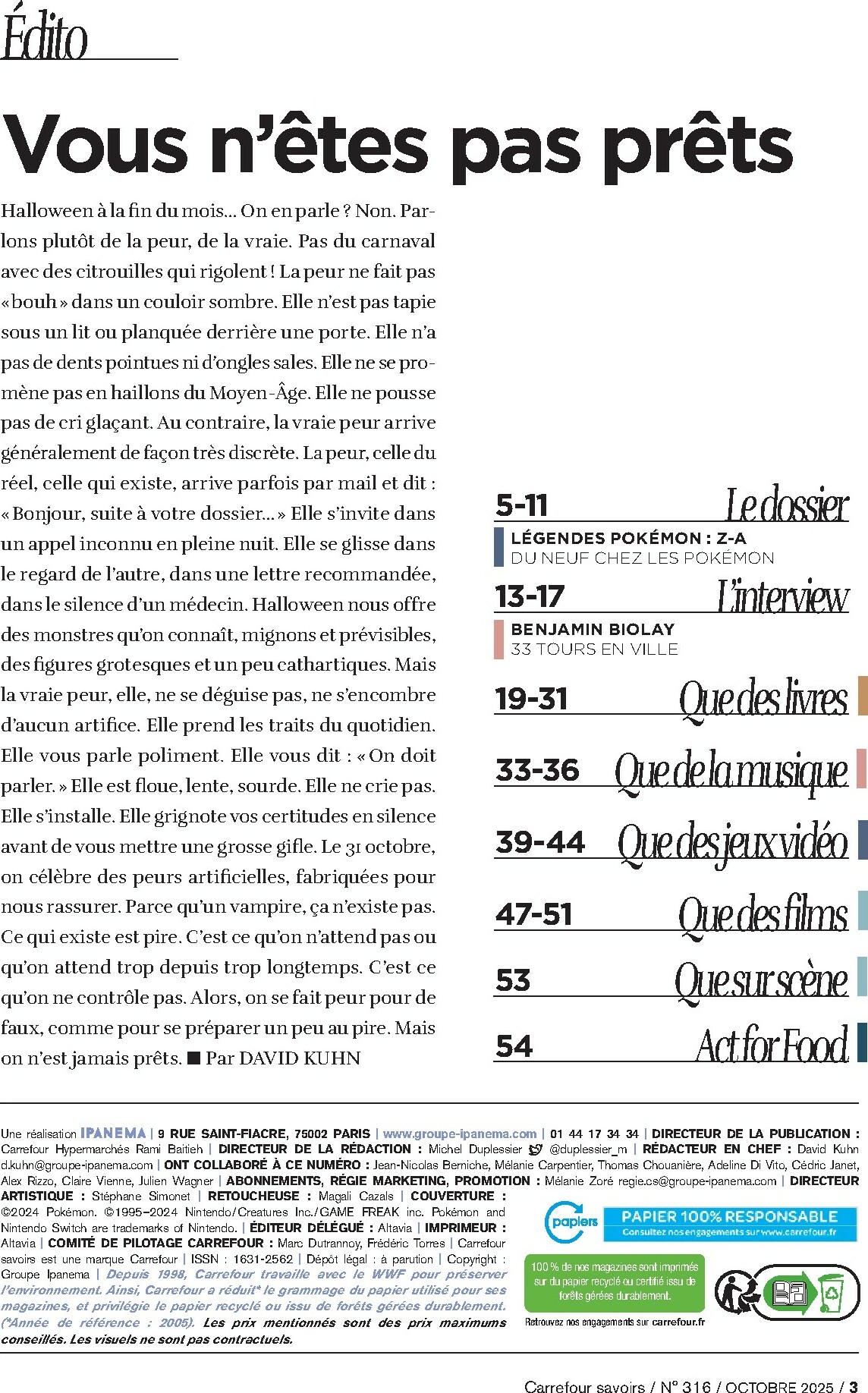carrefour - Catalogue Carrefour - A Chacun Sa Culture valable du 01/10 au 31/10 - page: 3 carrefour - Catalogue Carrefour - A Chacun Sa Culture valable du 01/10 au 31/10 - page: 3