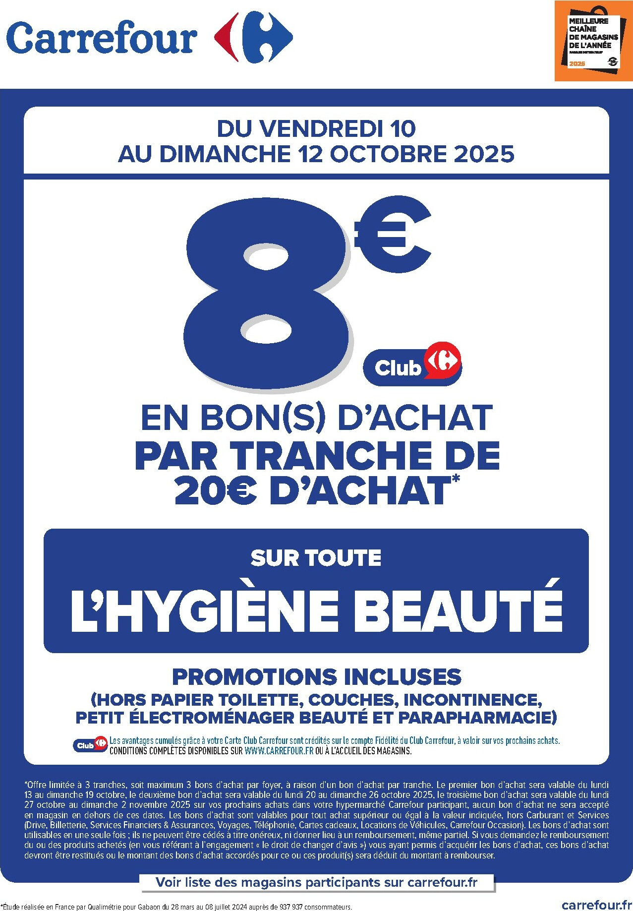 carrefour - Catalogue Carrefour - Opération bon(s) achat hygiéne beauté valable du 10/10 au 12/10