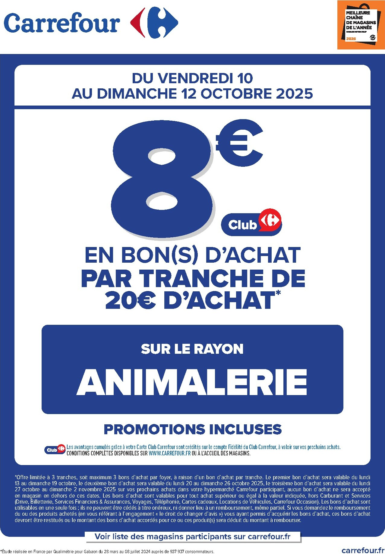carrefour - Catalogue Carrefour - Opération bon(s) achat animalerie valable du 10/10 au 12/10
