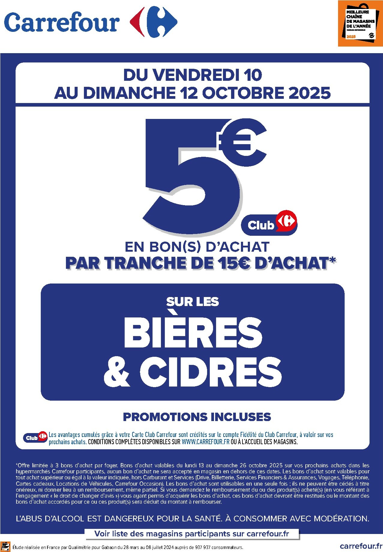 carrefour - Catalogue Carrefour - Opération bon(s) achat bières et cidres valable du 10/10 au 12/10