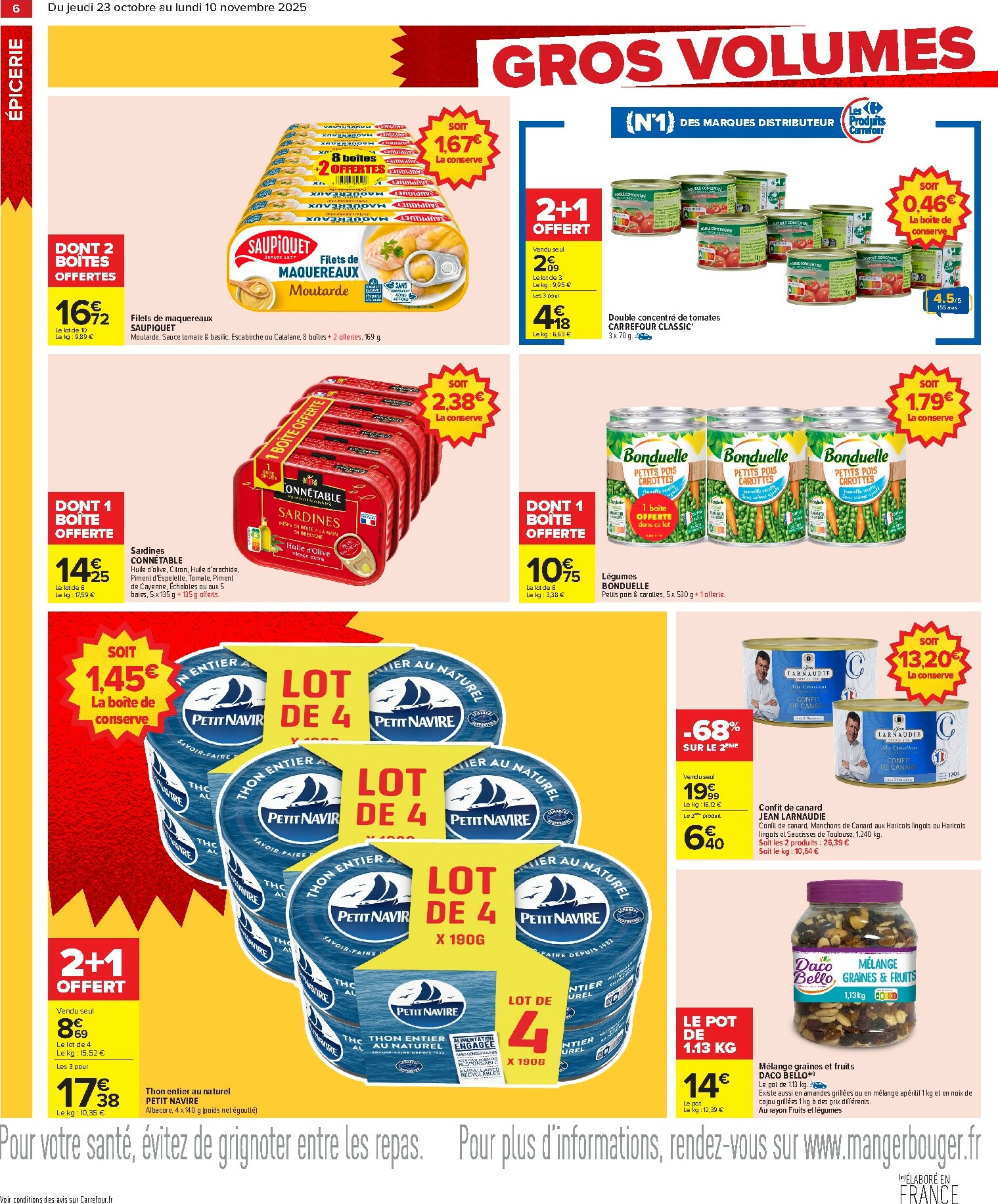 carrefour - Catalogue Carrefour - Gros volumes, petits prix valable du 23/10 au 10/11 - page: 8
