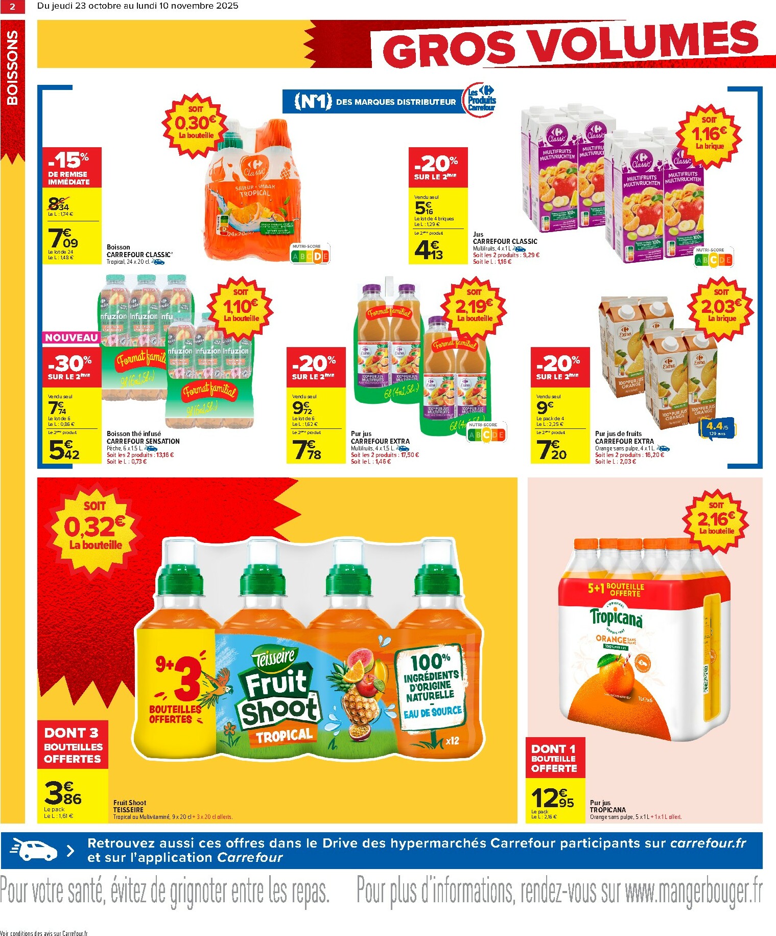 carrefour - Catalogue Carrefour - Gros volumes, petits prix valable du 23/10 au 10/11 - page: 4