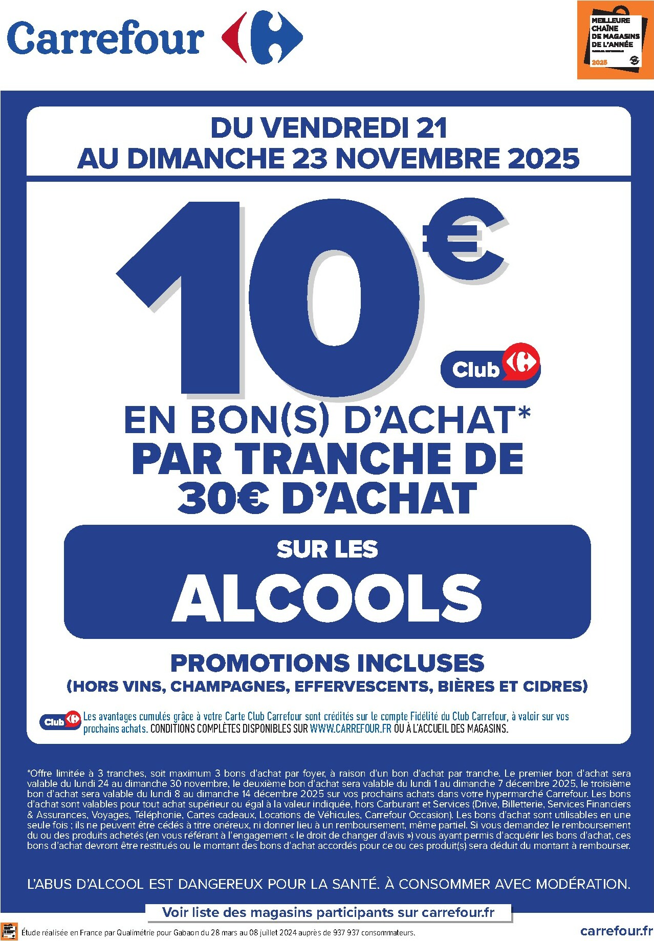 carrefour - Catalogue Carrefour - Opération bon d’achat sur les alcools ce week-end valable du 21/11 au 23/11