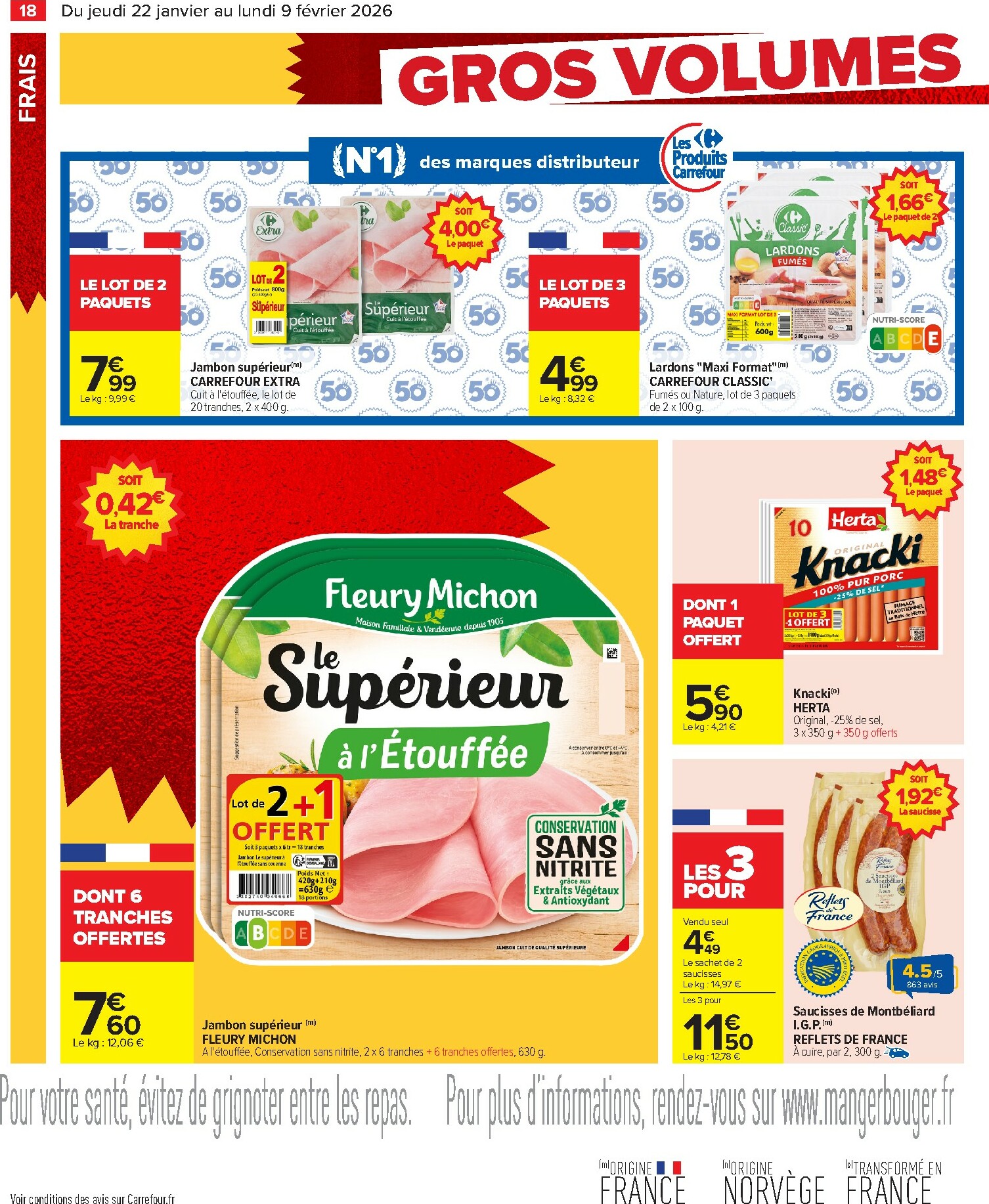 carrefour - Catalogue Carrefour - Gros volumes, petits prix valable du 22/01 au 09/02 - page: 20