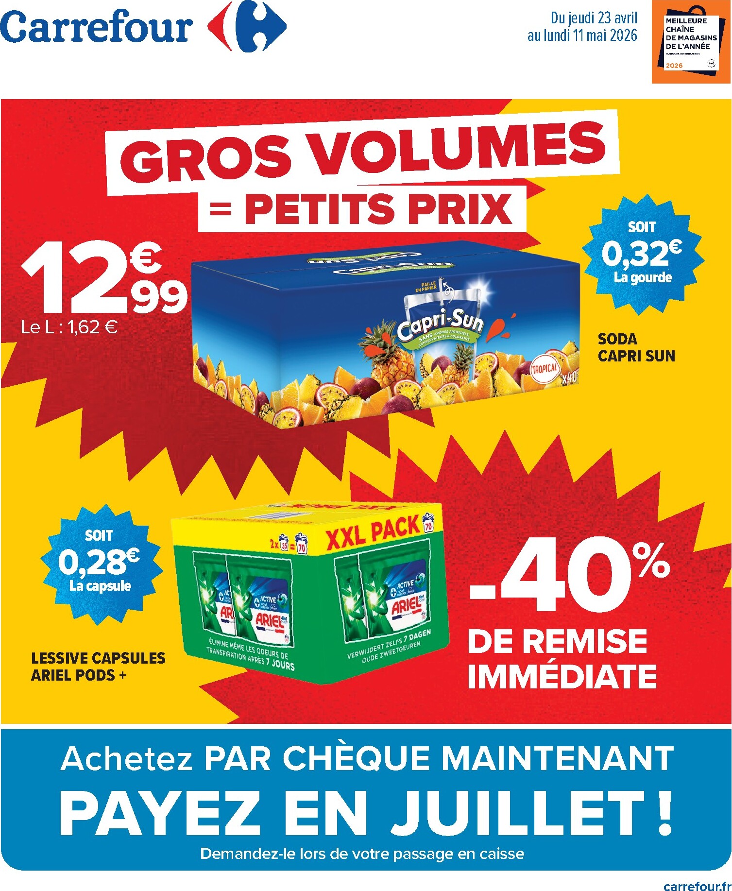 carrefour - Flyer Carrefour - Gros Volumes pour la semaine prochaine du de jeudi 23/04/2026 au du lundi 11/05/2026