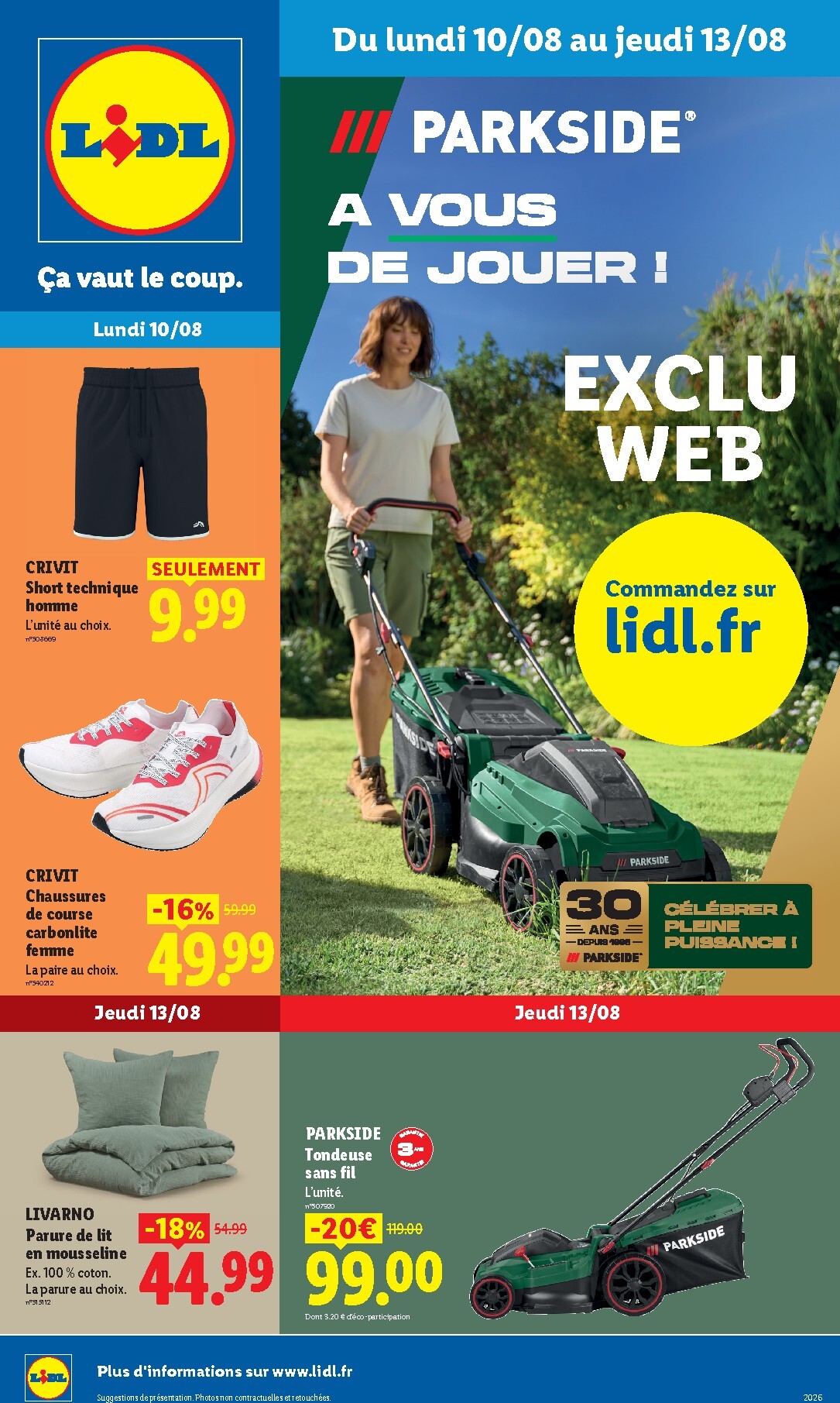 lidl - Current Lidl - Exclus Web leaflet valid from du lundi 10/08/2026 to de jeudi 13/08/2026 - page: 1