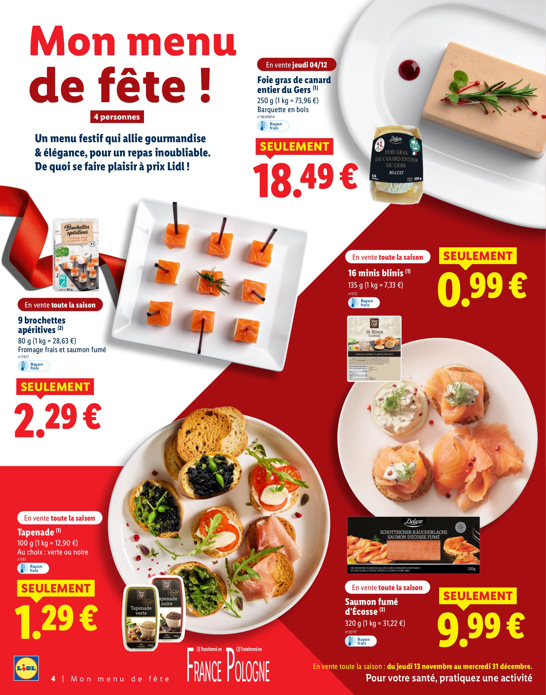 lidl - Catalogue Lidl - Pour des fêtes étincelantes valable du 13/11 au 04/01 - page: 4