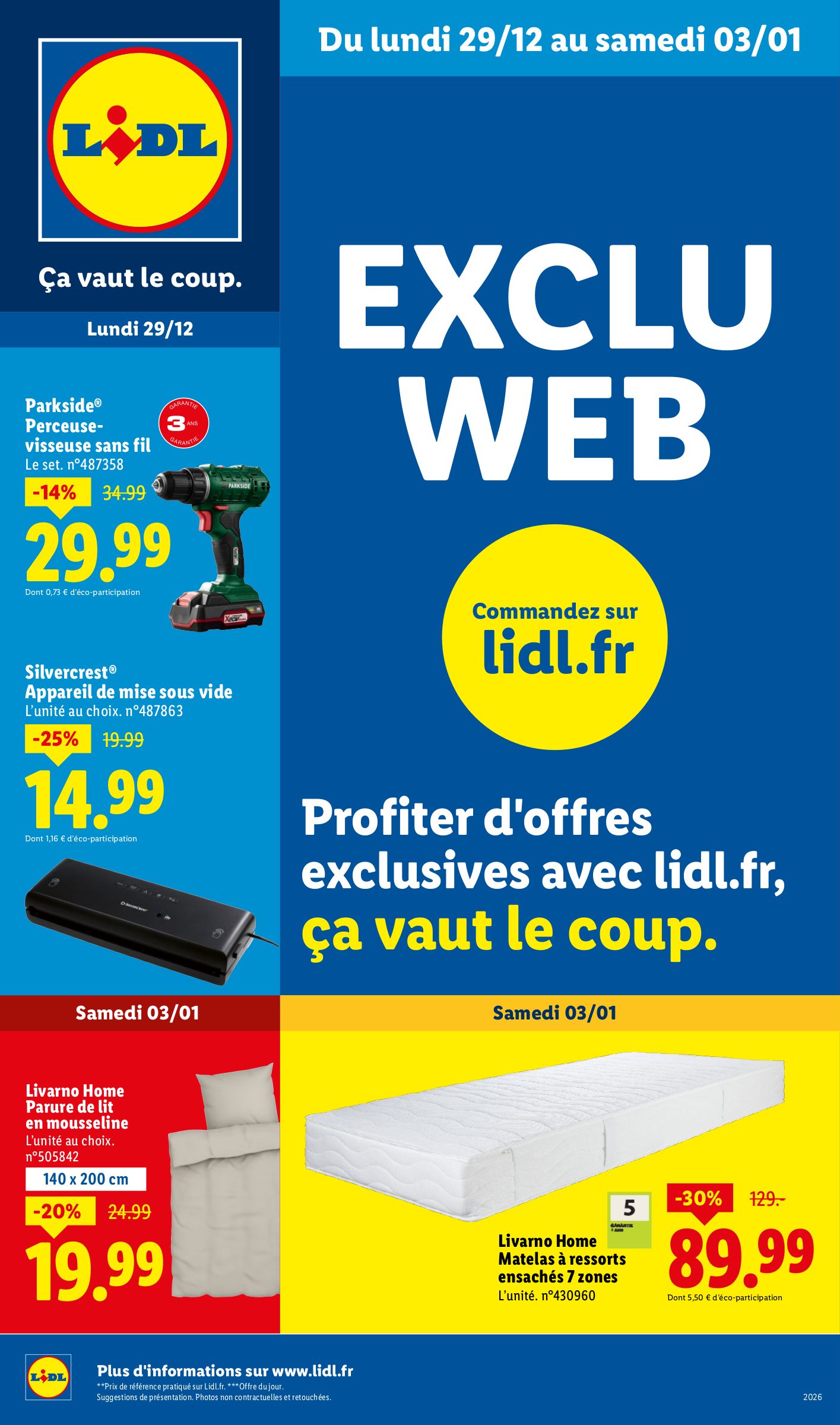 lidl - Catalogue Lidl - Exclu Web valable du 29/12 au 03/01 - page: 1