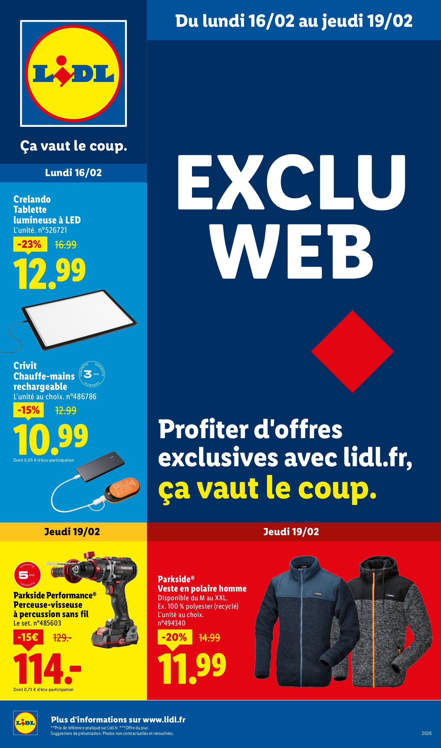 lidl - Catalogue Lidl - Les exclus web de la semaine valable du 16/02/2026 au 19/02/2026