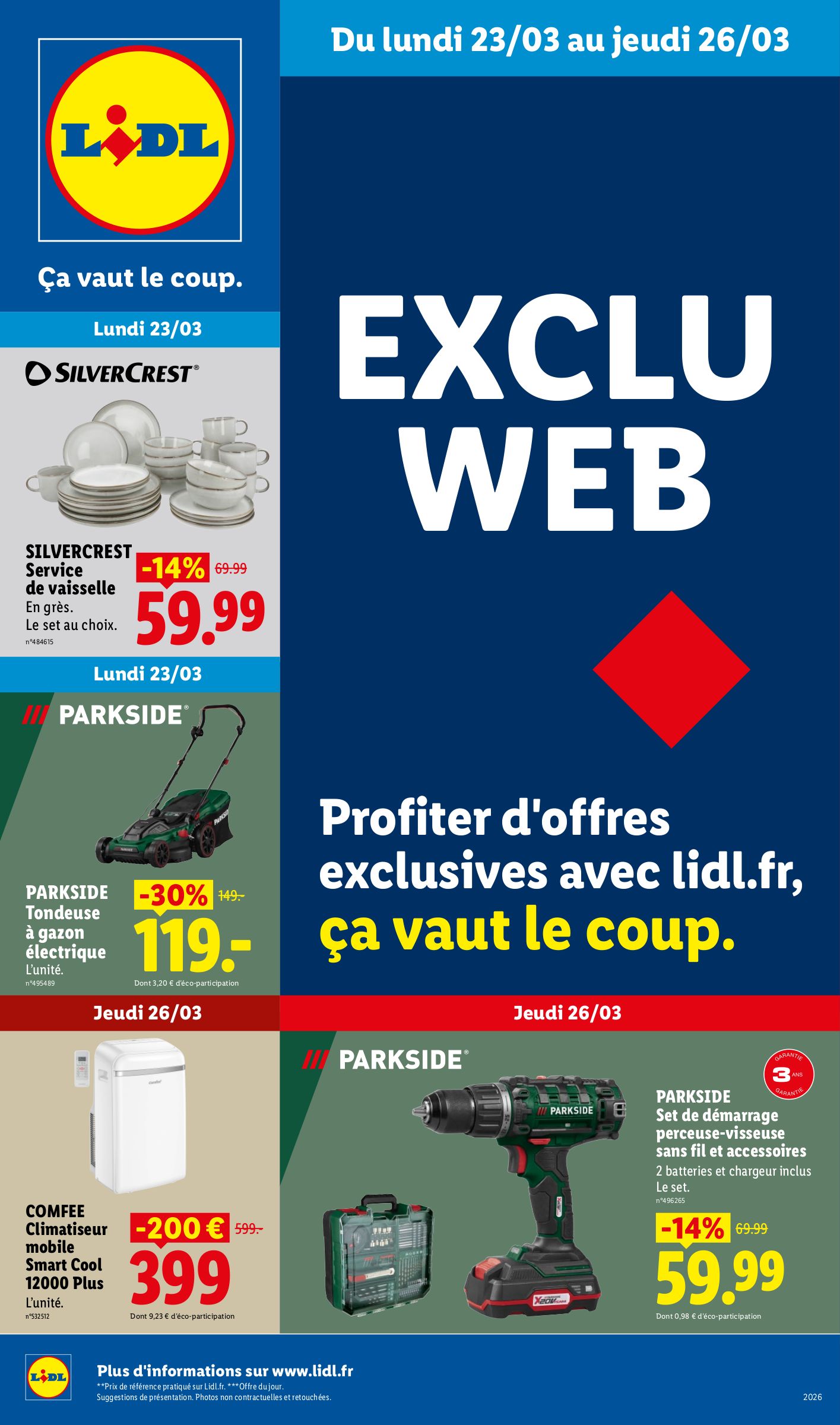 lidl - Catalogue Lidl - Exclu Web valable du 23/03/2026 au 26/03/2026