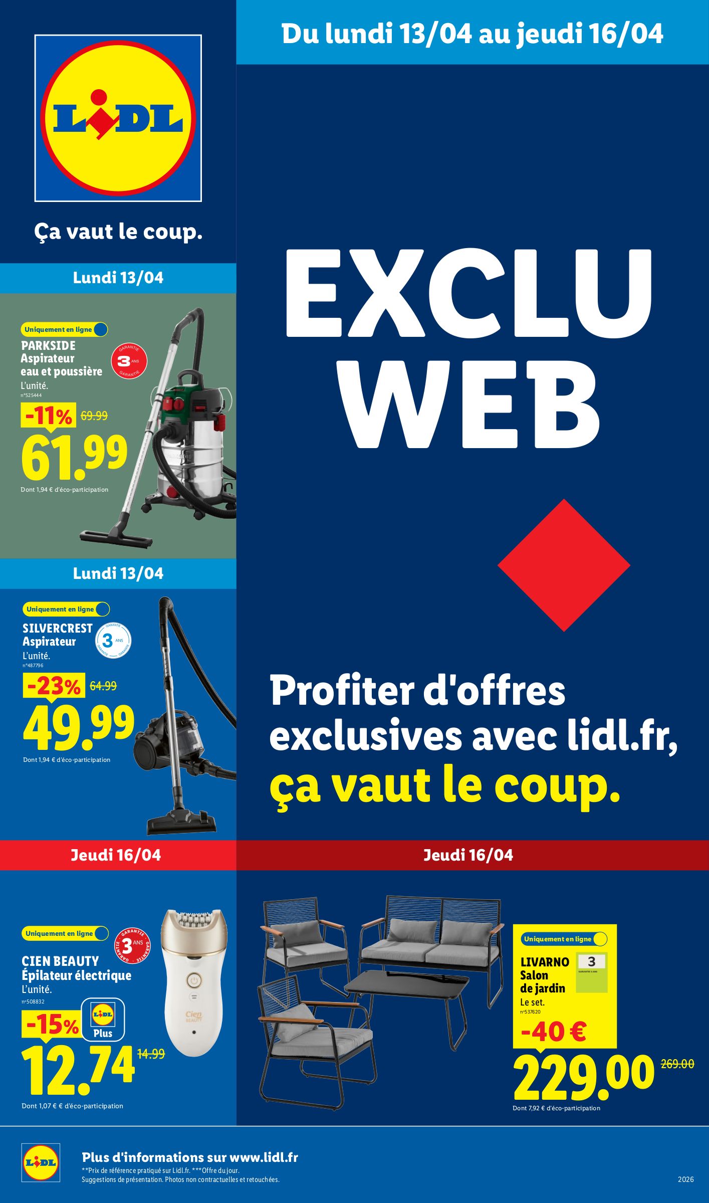 lidl - Current Lidl - Exclus Web leaflet valid from du lundi 13/04/2026 to de jeudi 16/04/2026