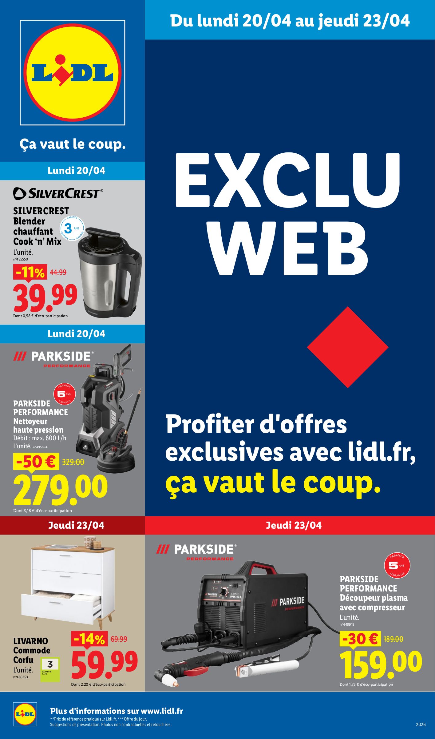lidl - Current Lidl - Exclu Web leaflet valid from du lundi 20/04/2026 to de jeudi 23/04/2026