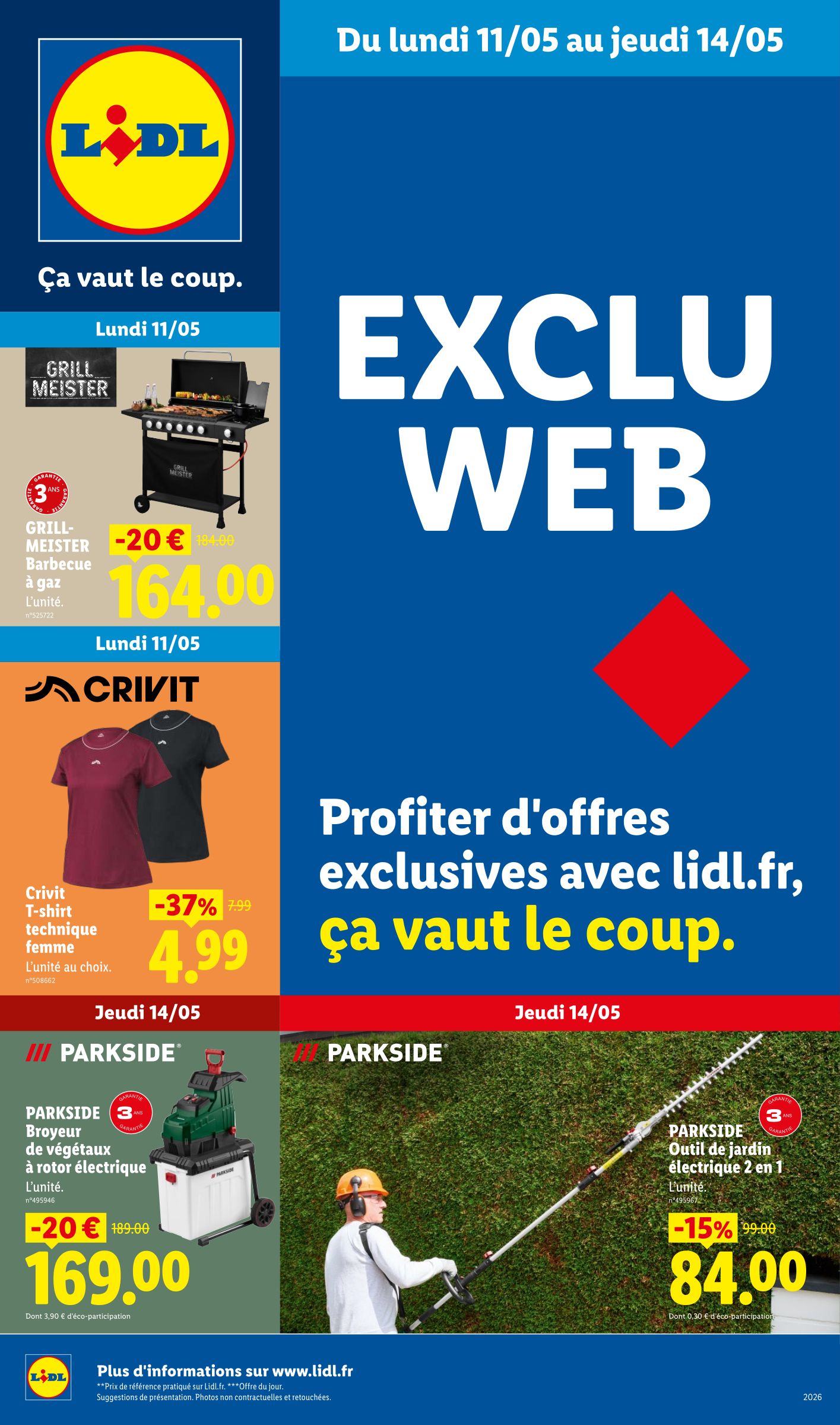 lidl - Current Lidl - Exclu Web leaflet valid from du lundi 11/05/2026 to de jeudi 14/05/2026