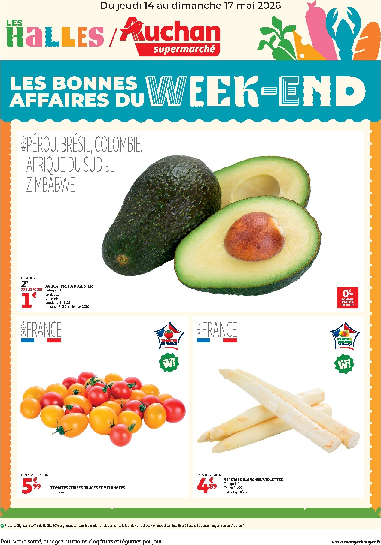 auchan - Current Auchan Supermarché - Les bons plans du week-end leaflet valid from de jeudi 14/05/2026 to du dimanche 17/05/2026