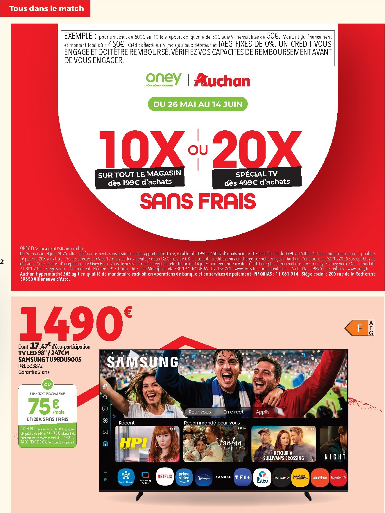 auchan - Current Auchan - Téléviseurs & high-tech leaflet valid from du mardi 26/05/2026 to du dimanche 14/06/2026 - page: 2