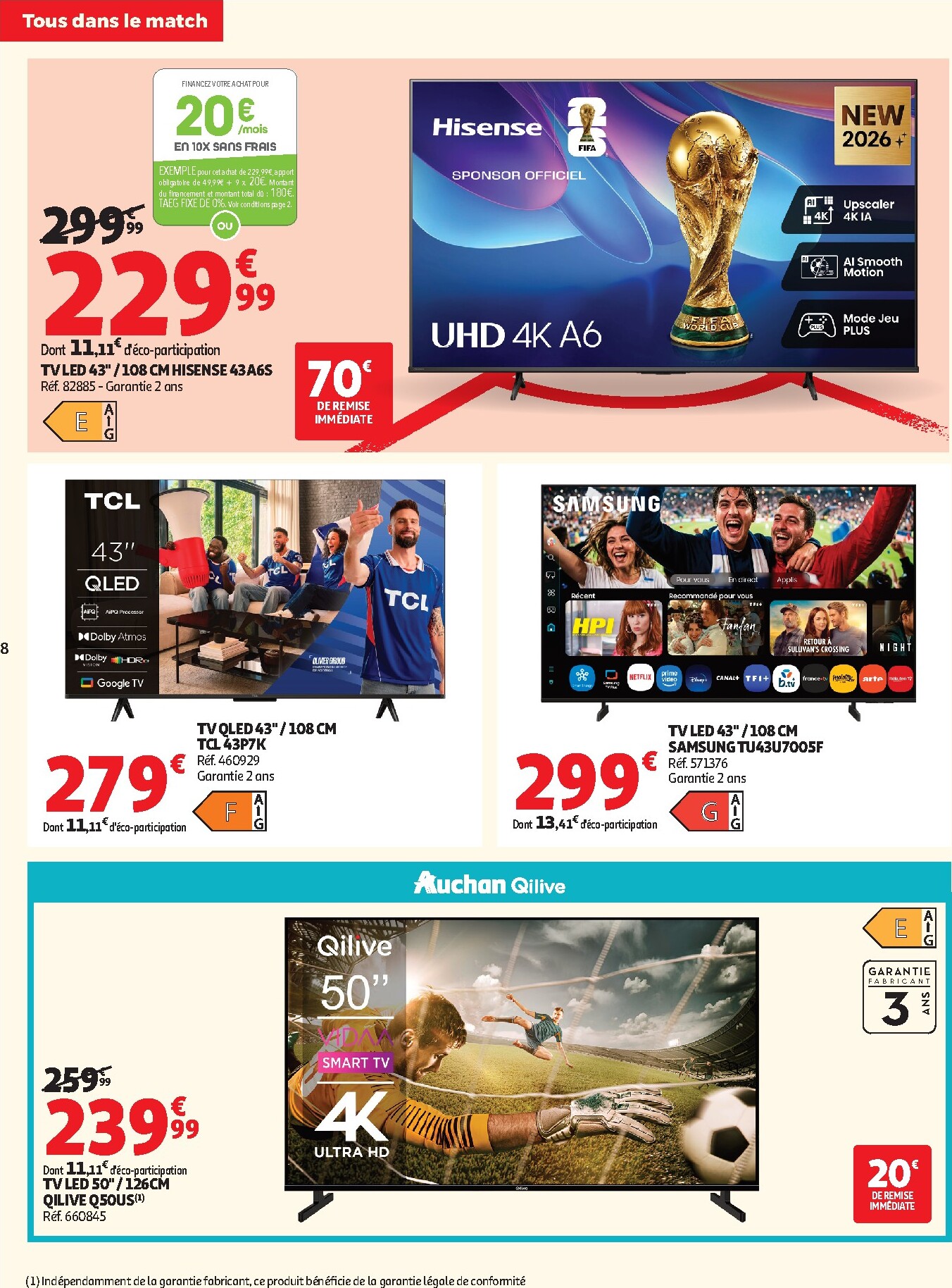 auchan - Current Auchan - Téléviseurs & high-tech leaflet valid from du mardi 26/05/2026 to du dimanche 14/06/2026 - page: 8