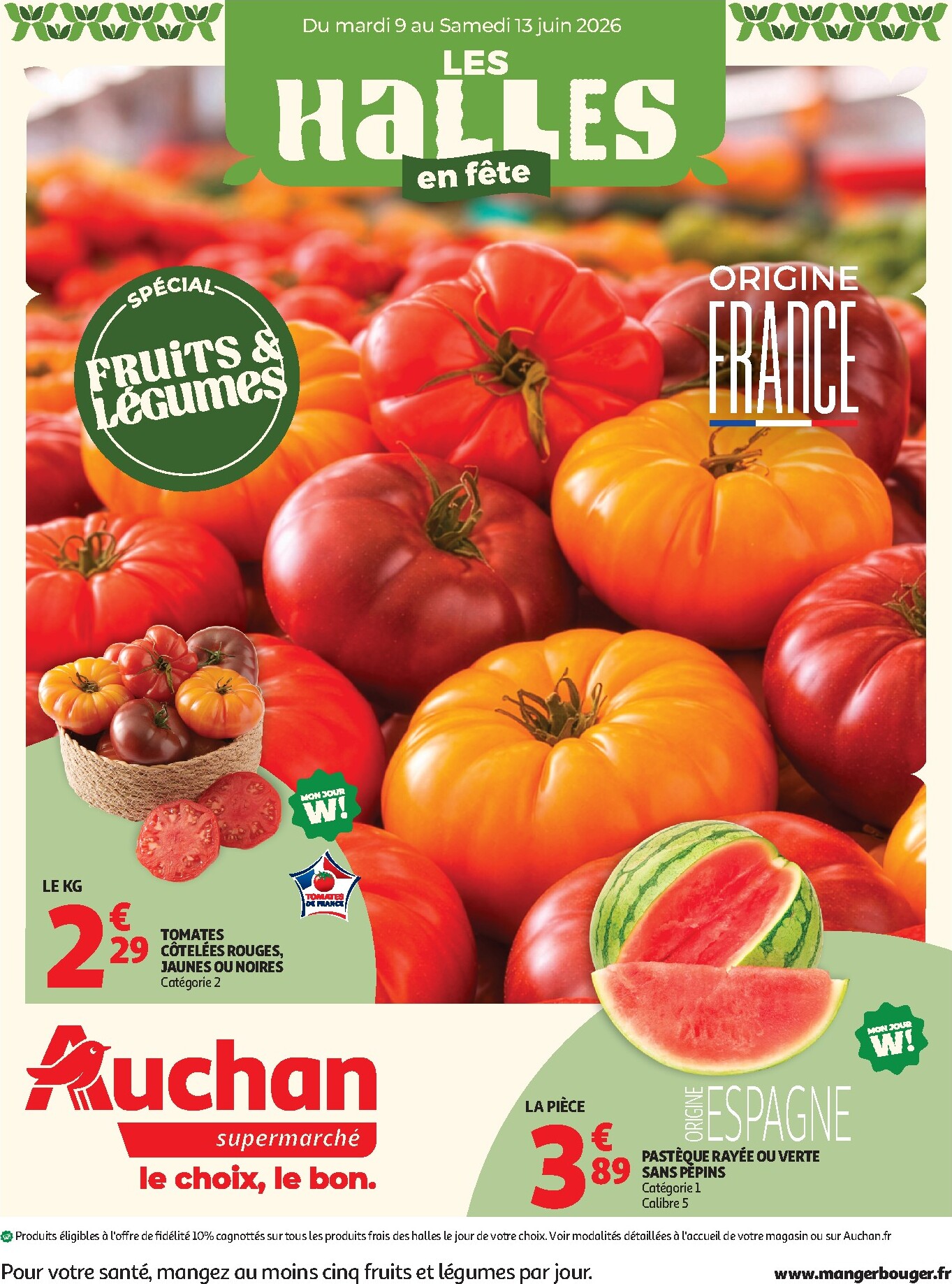 auchan - Current Auchan Supermarché - Halles & alcools leaflet valid from du mardi 09/06/2026 to du samedi 13/06/2026 - page: 1