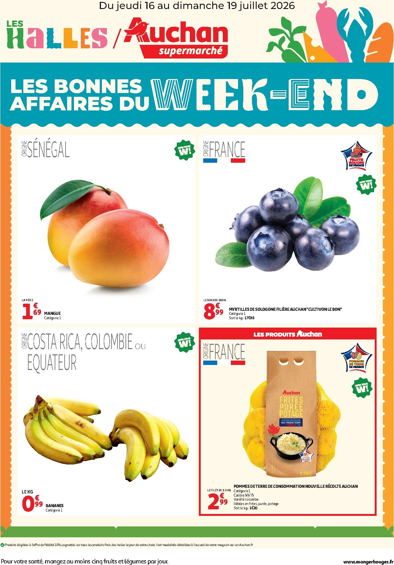 auchan - Current Auchan - Les bons plans du week-end dans votre super ! - Supermarché leaflet valid from de jeudi 16/07/2026 to du dimanche 19/07/2026 - page: 1