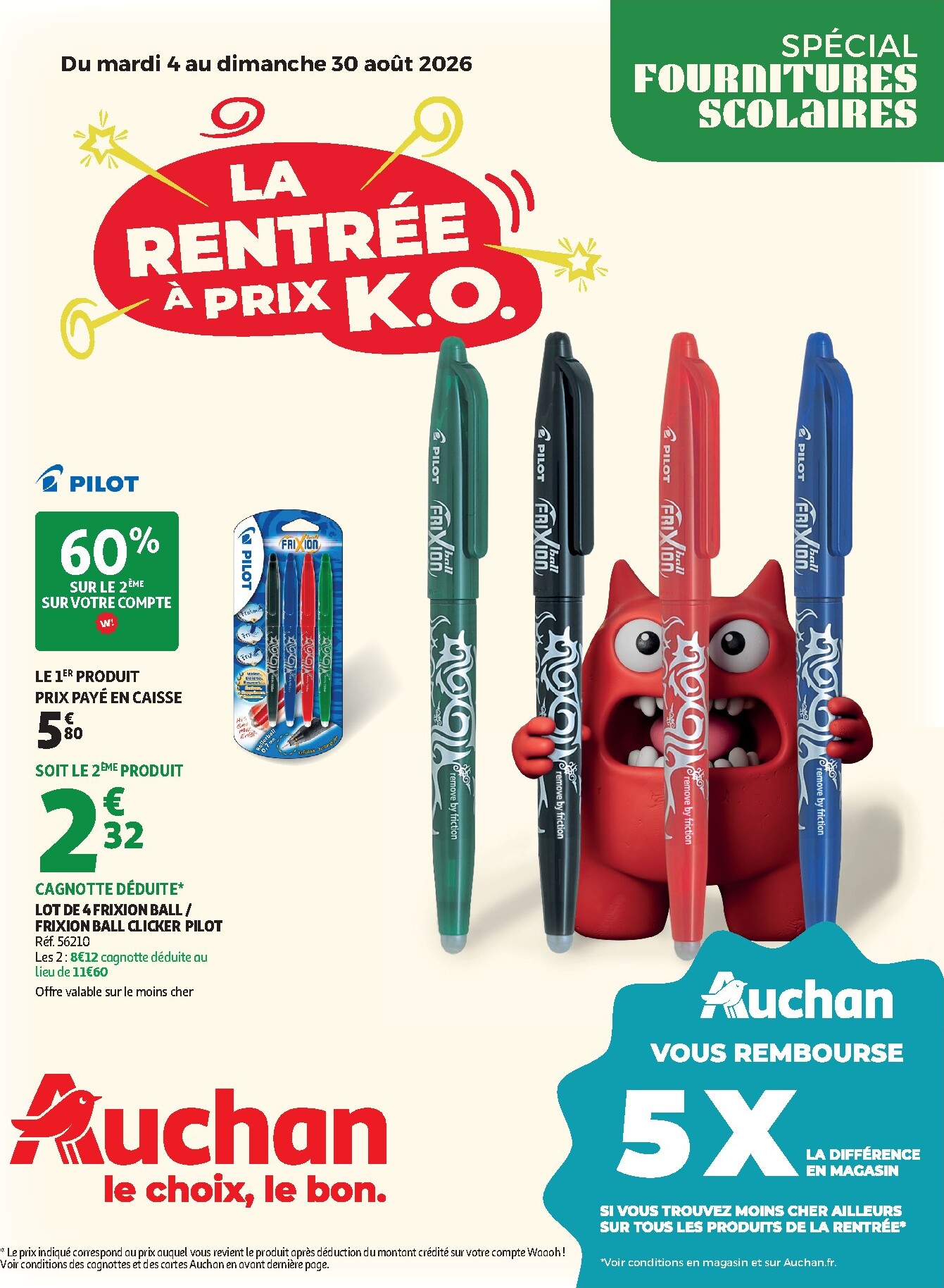 auchan - Flyer Auchan - Rentrée scolaire hypers - Hypermarché pour la semaine prochaine du du mardi 04/08/2026 au du dimanche 30/08/2026