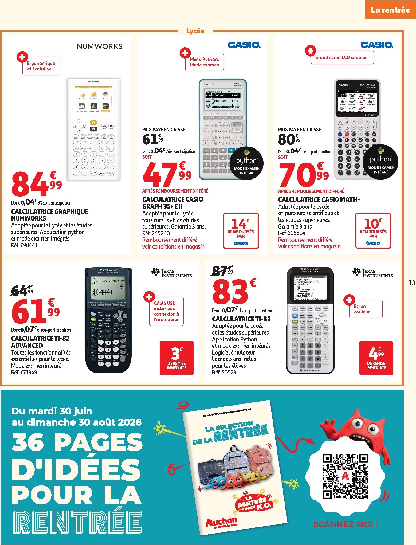 auchan - Flyer Auchan - Rentrée scolaire hypers - Hypermarché pour la semaine prochaine du du mardi 04/08/2026 au du dimanche 30/08/2026 - page: 13