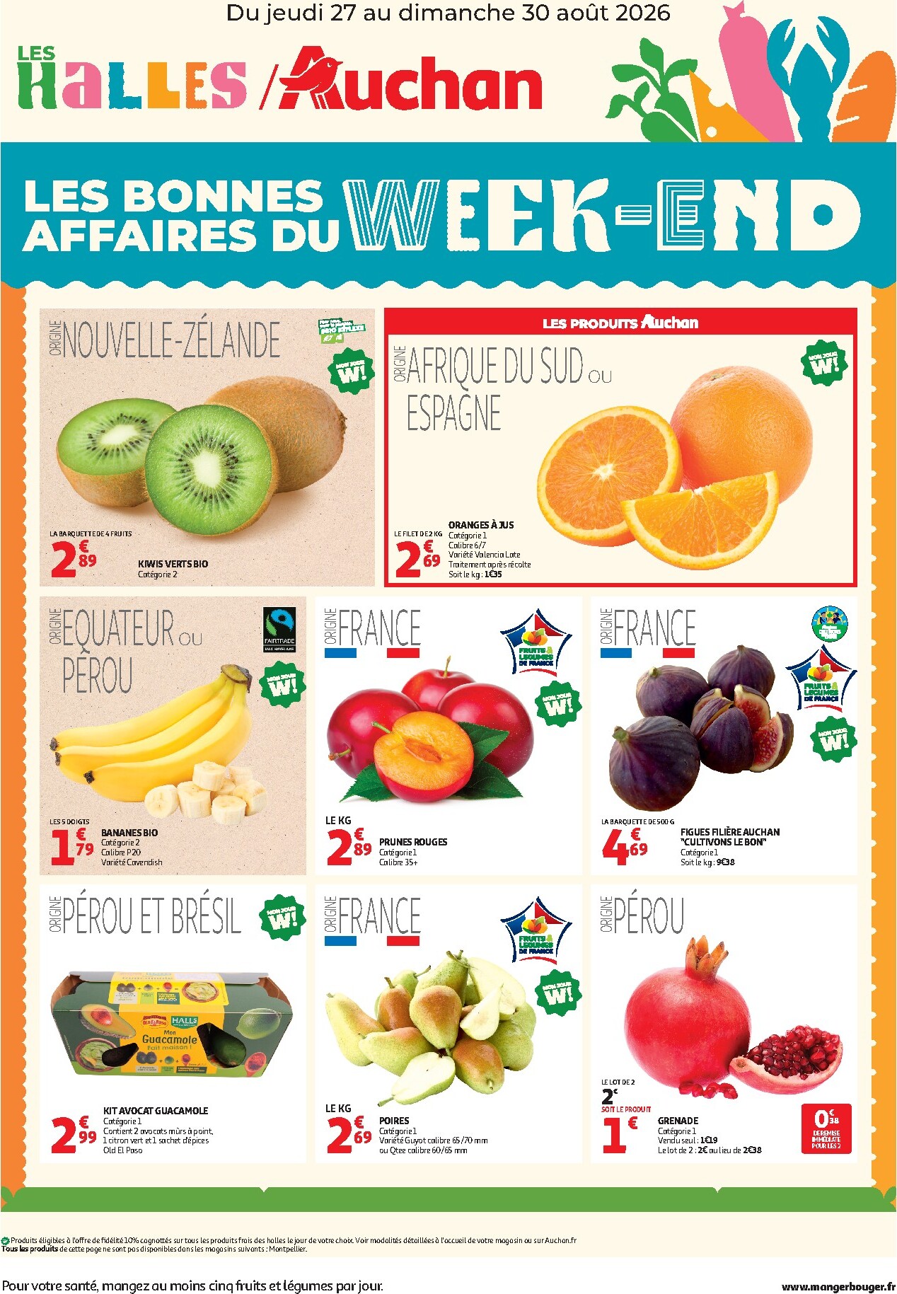 auchan - Current Auchan Hypermarché - Les bons plan du week end leaflet valid from de jeudi 27/08/2026 to du dimanche 30/08/2026