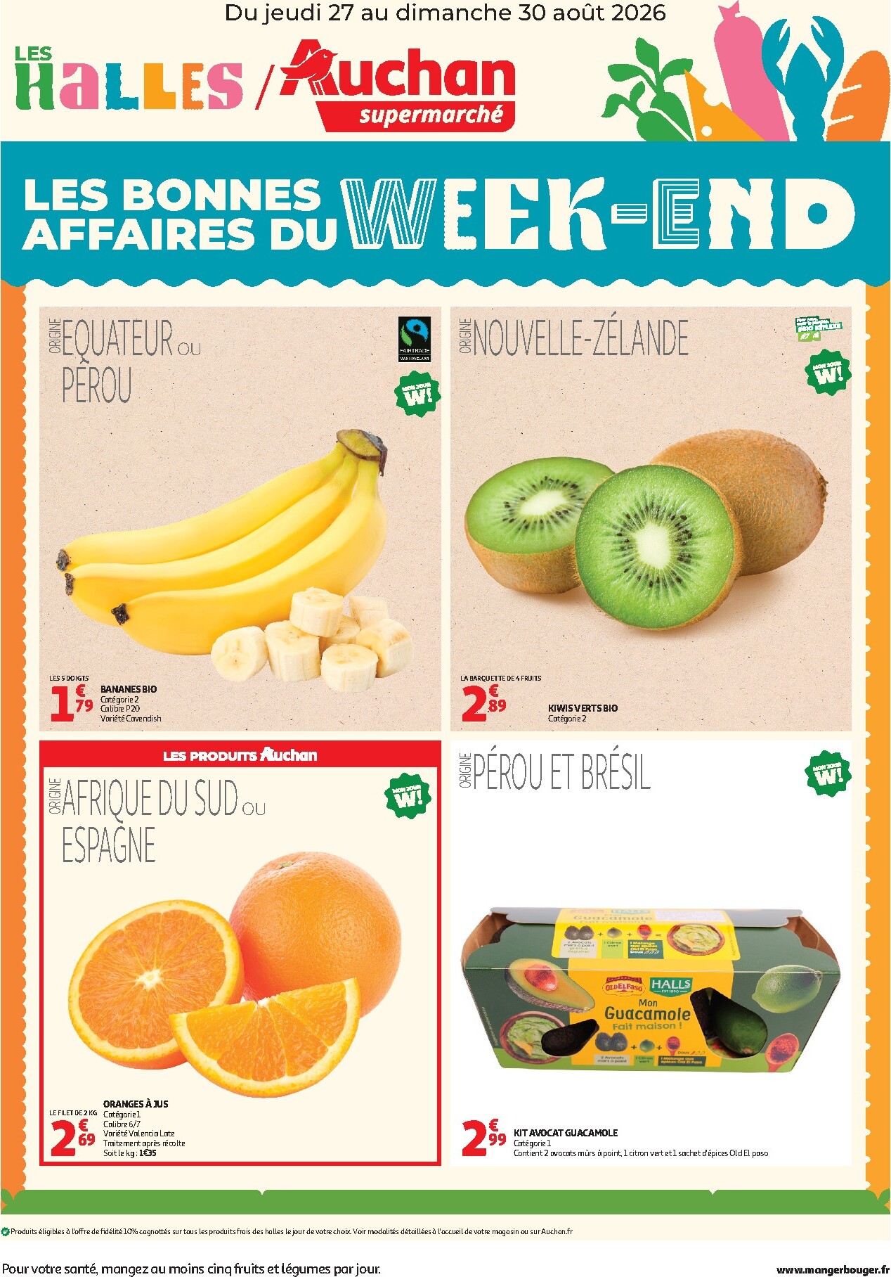 auchan - Current Auchan Supermarché - Les bons plan du week end leaflet valid from de jeudi 27/08/2026 to du dimanche 30/08/2026